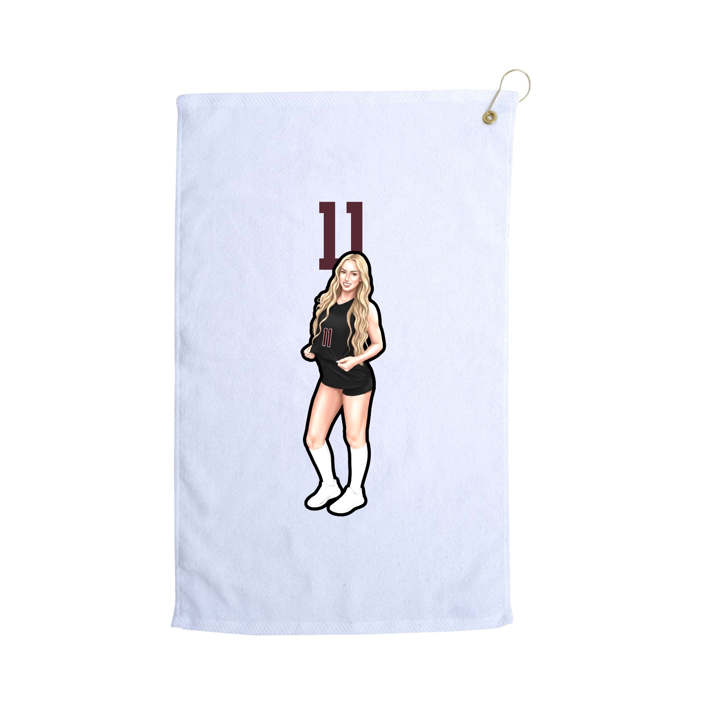 Golf Towel — Number Top in White