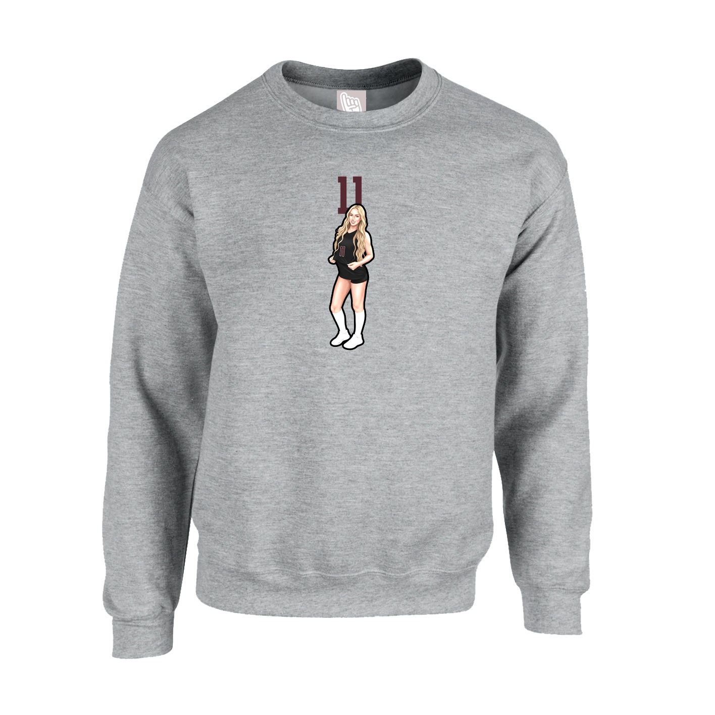 Fleece Crew — Number Top in Grey