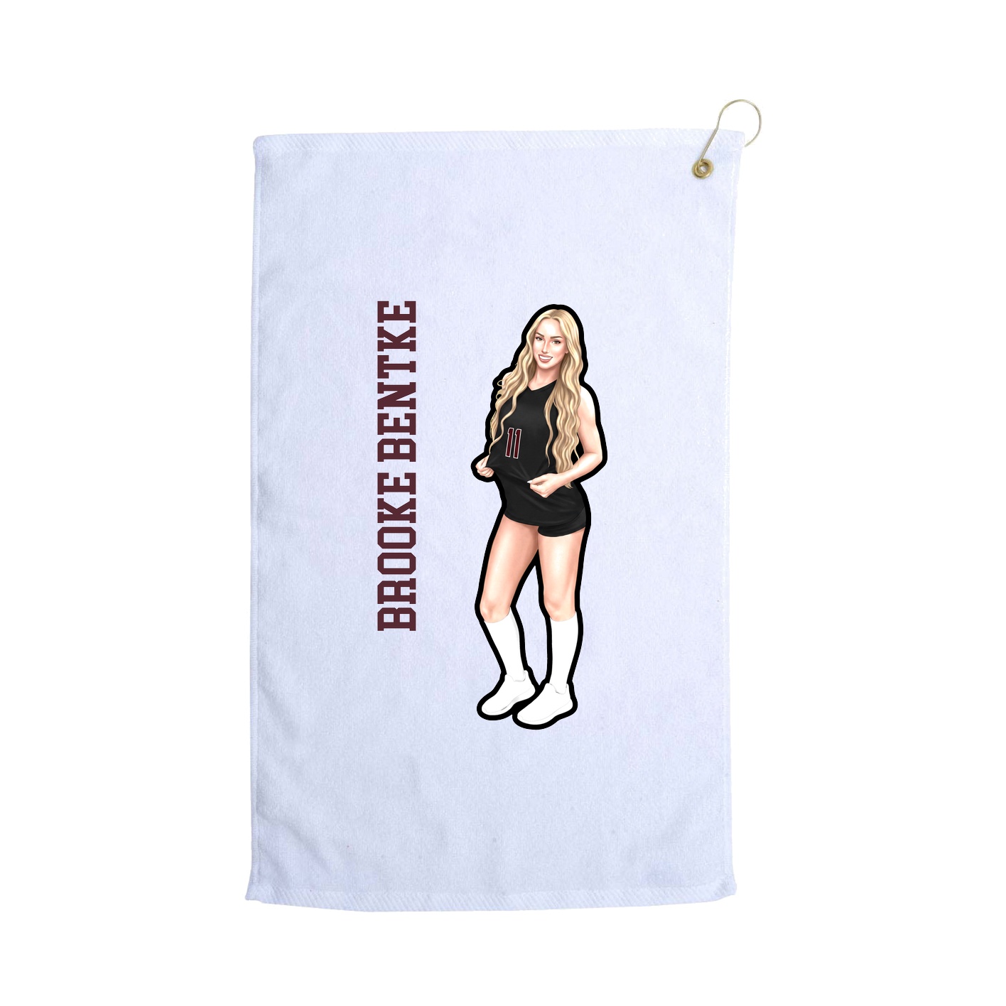 Golf Towel — Name Vertical in White