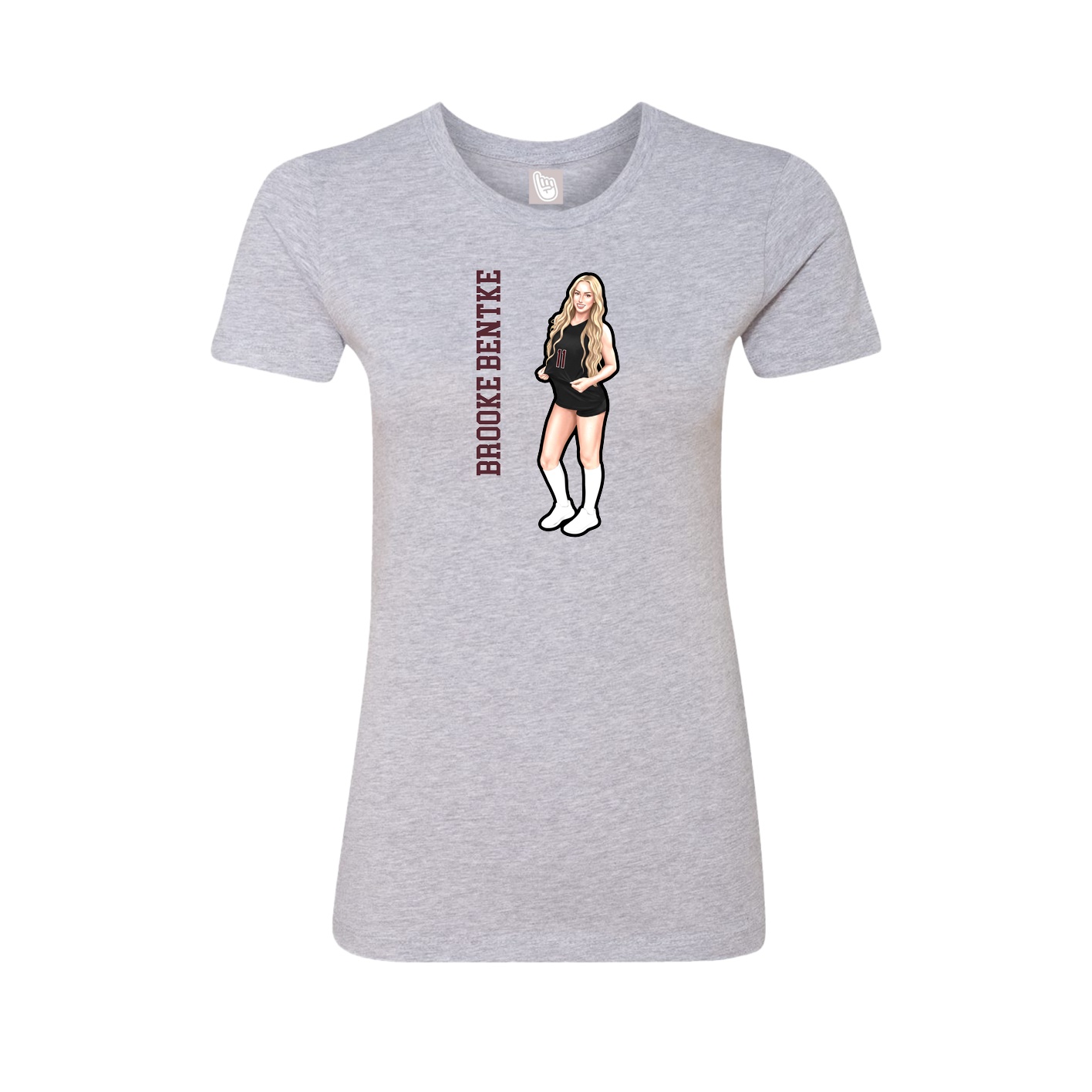 Fitted Women's Tee — Name Vertical in Grey