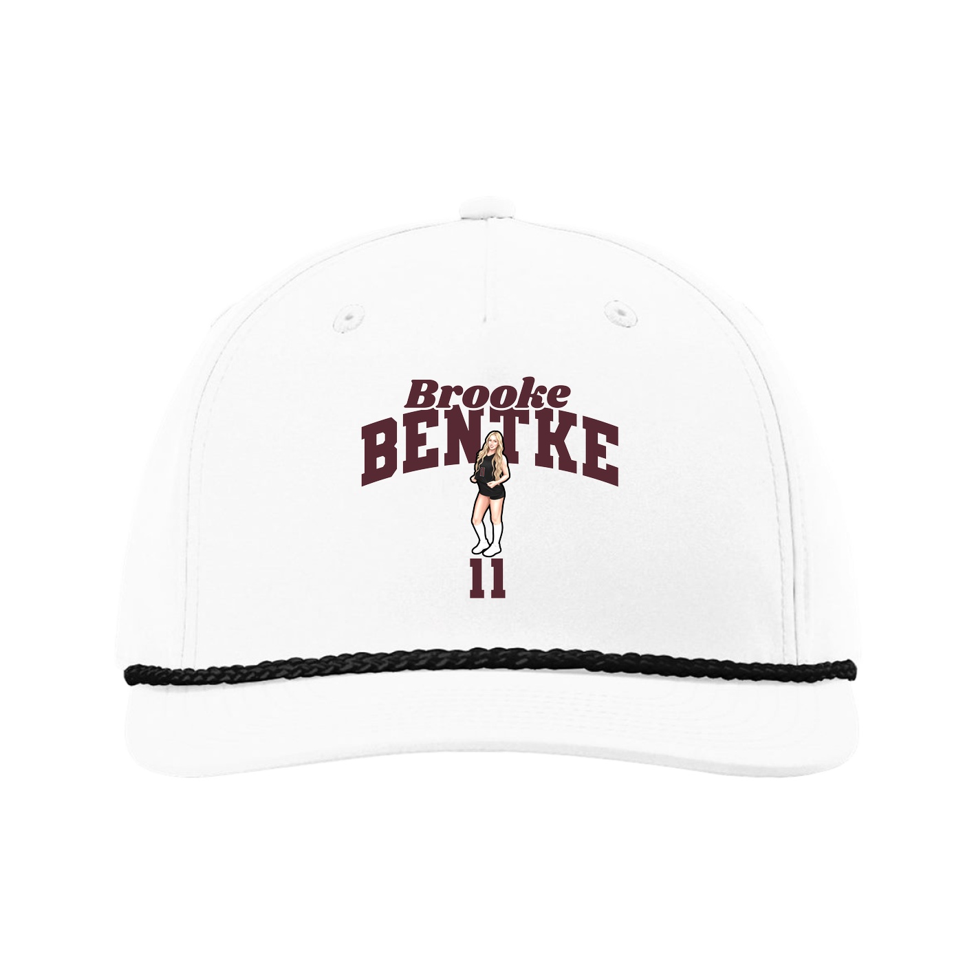 Five-Panel Classic Rope Cap — Signature Arch in White