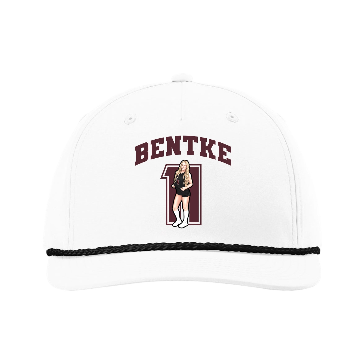 Five-Panel Classic Rope Cap — Number in White