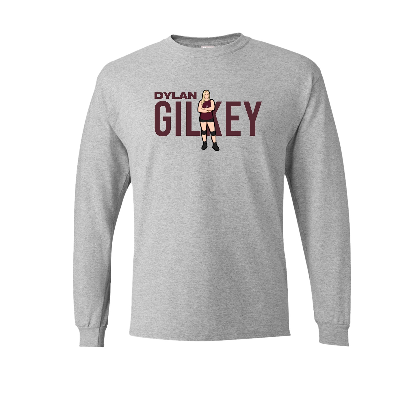 Long Sleeve Tee — Player Name in Grey