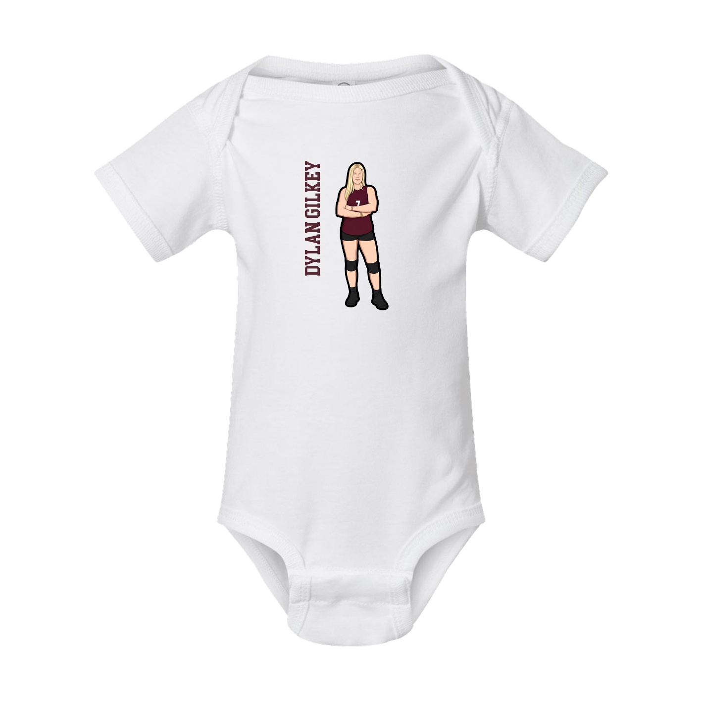 Baby Onesie — Name Vertical in White