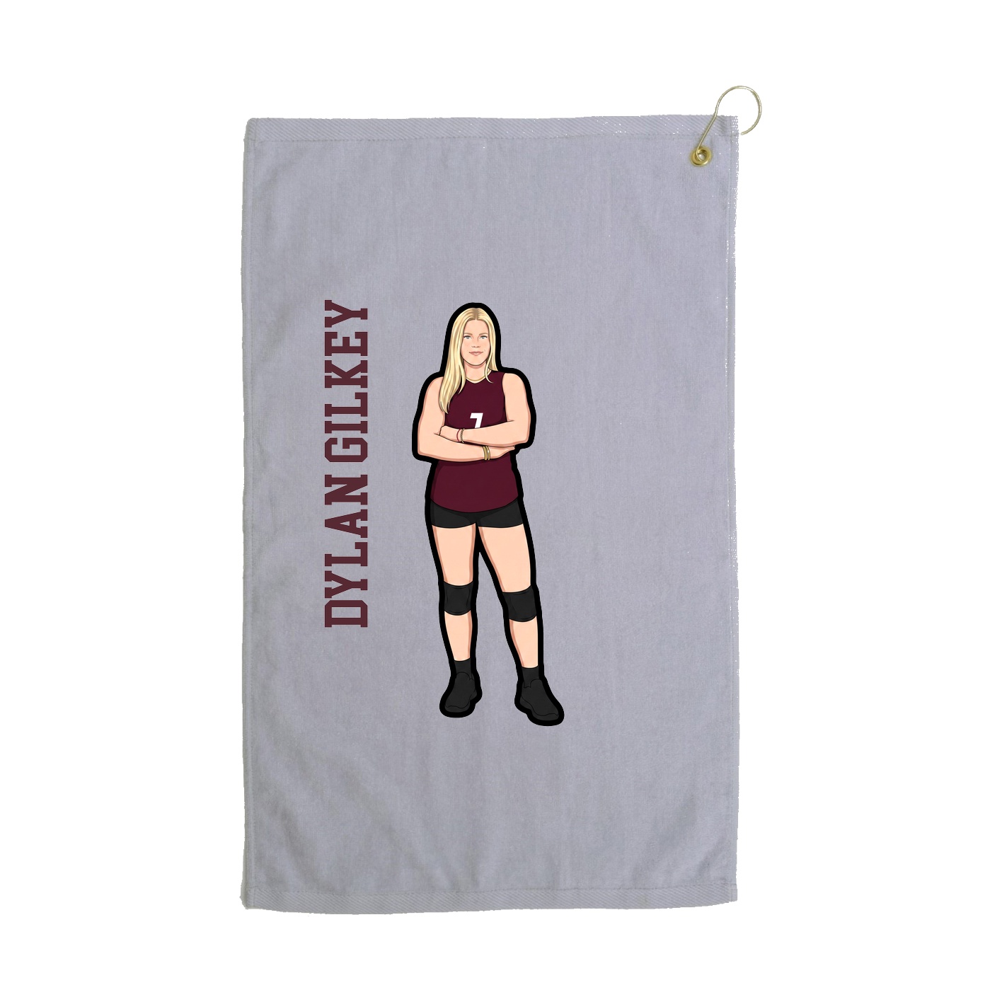 Golf Towel — Name Vertical in Grey