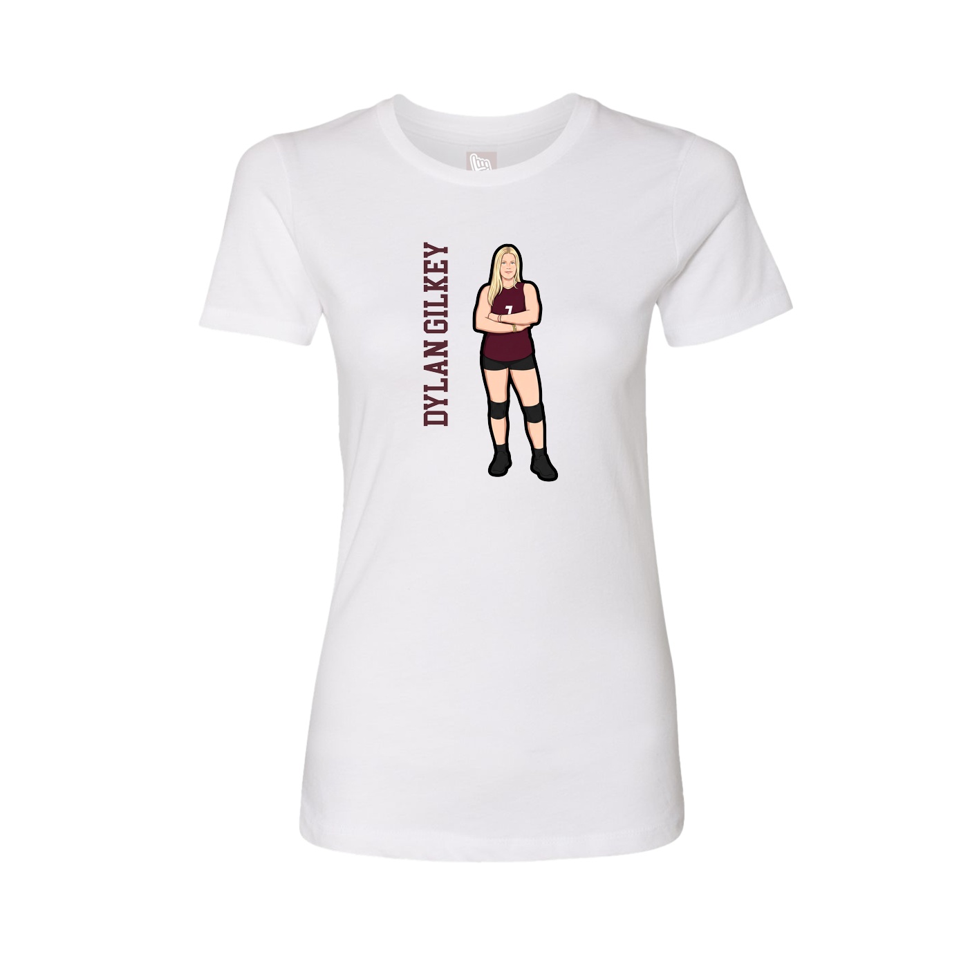 Fitted Women's Tee — Name Vertical in White