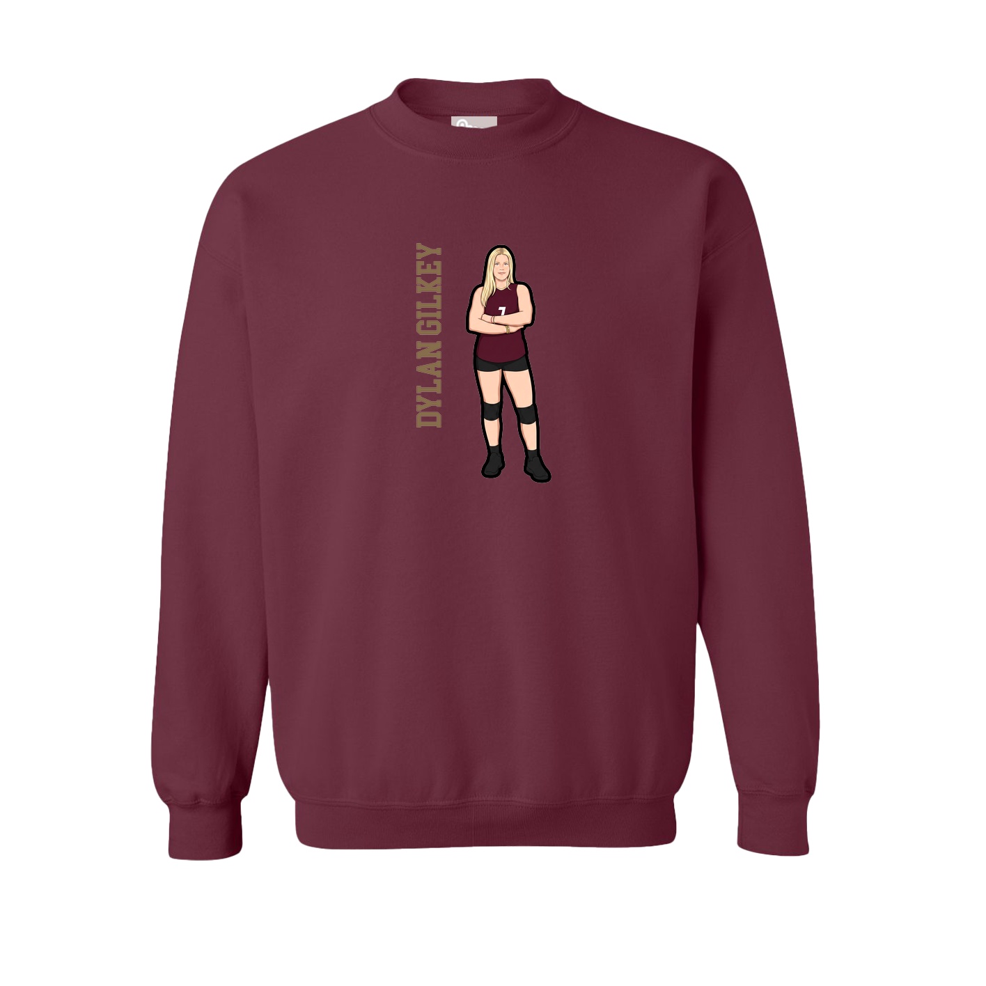 Fleece Crew — Name Vertical in Maroon