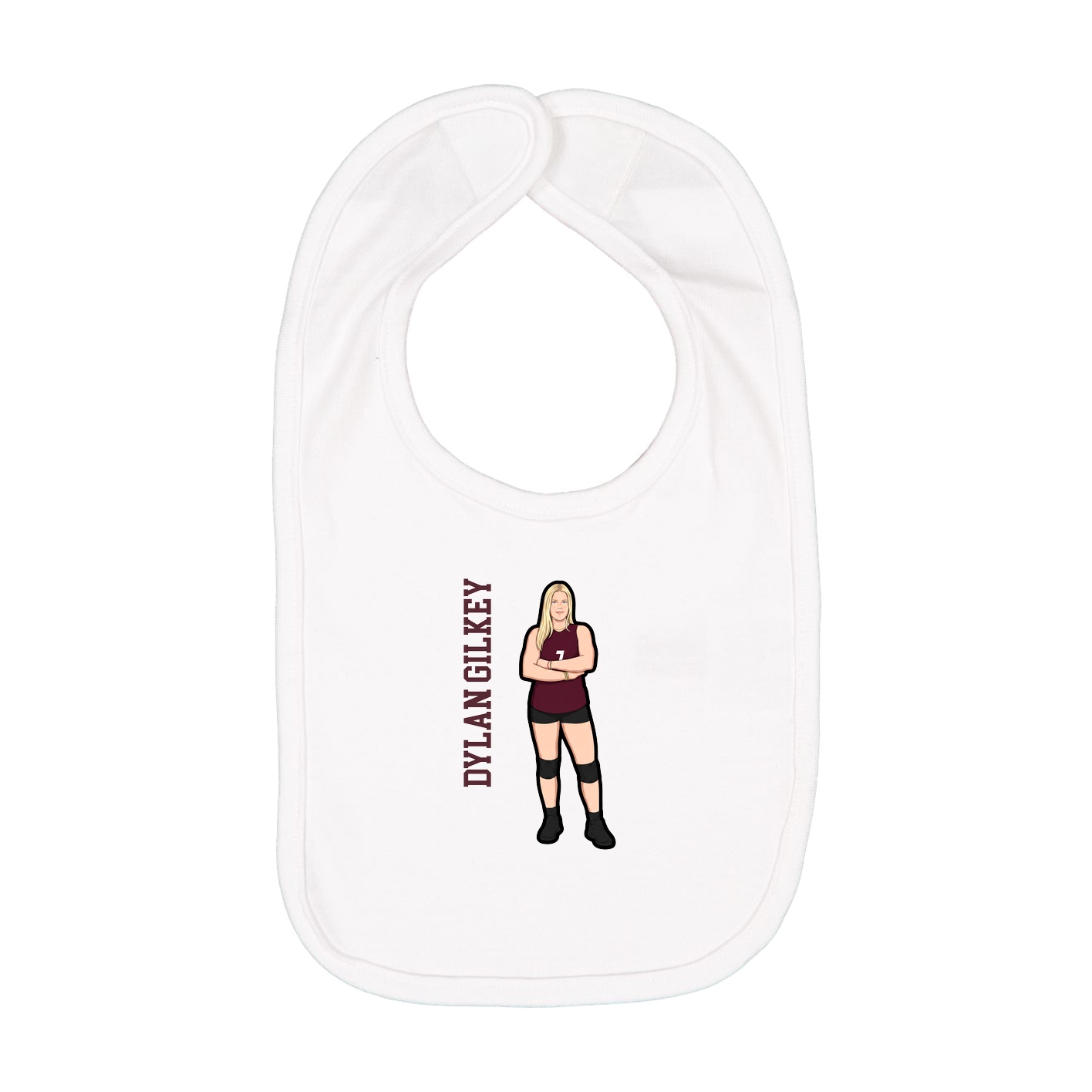 Infant Bib — Name Vertical in White