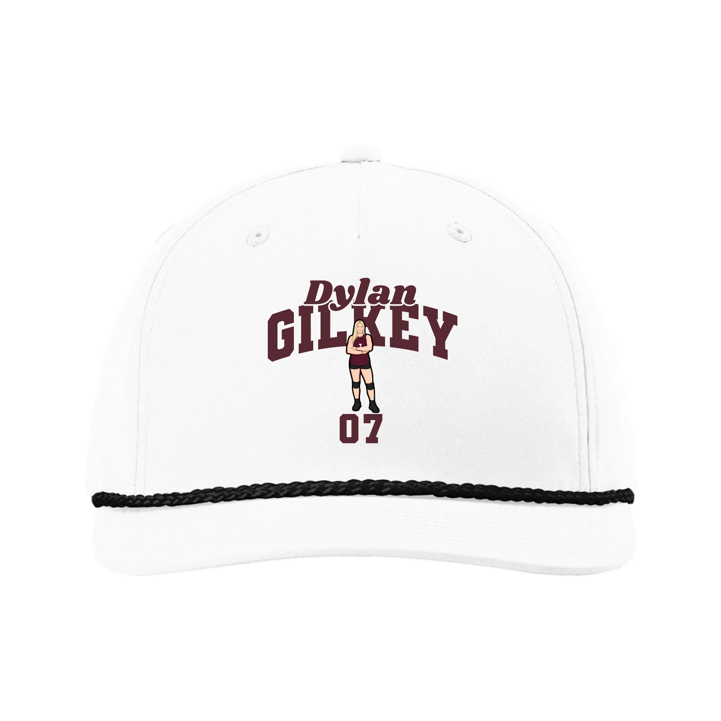 Five-Panel Classic Rope Cap — Signature Arch in White