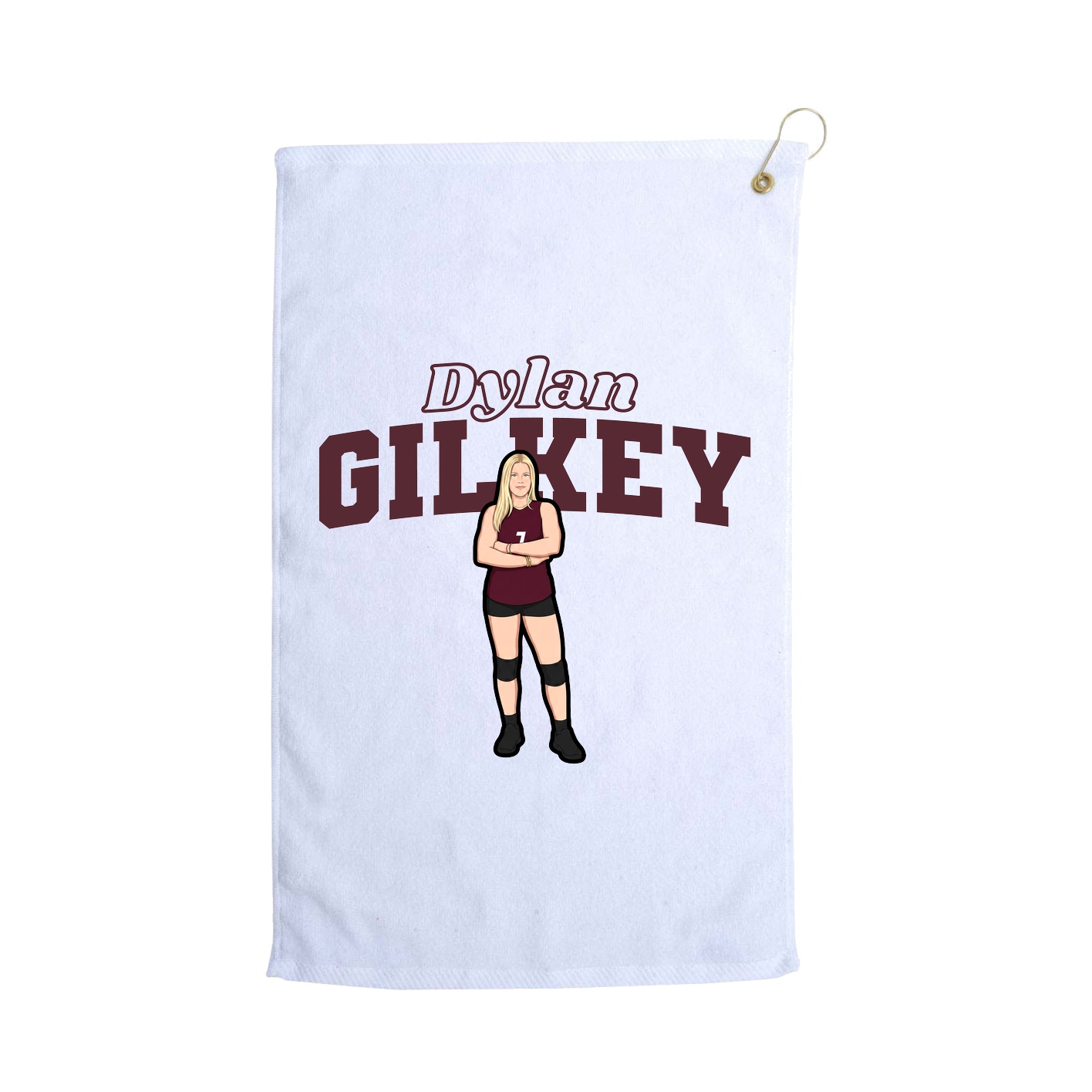 Golf Towel — Name Arch in White