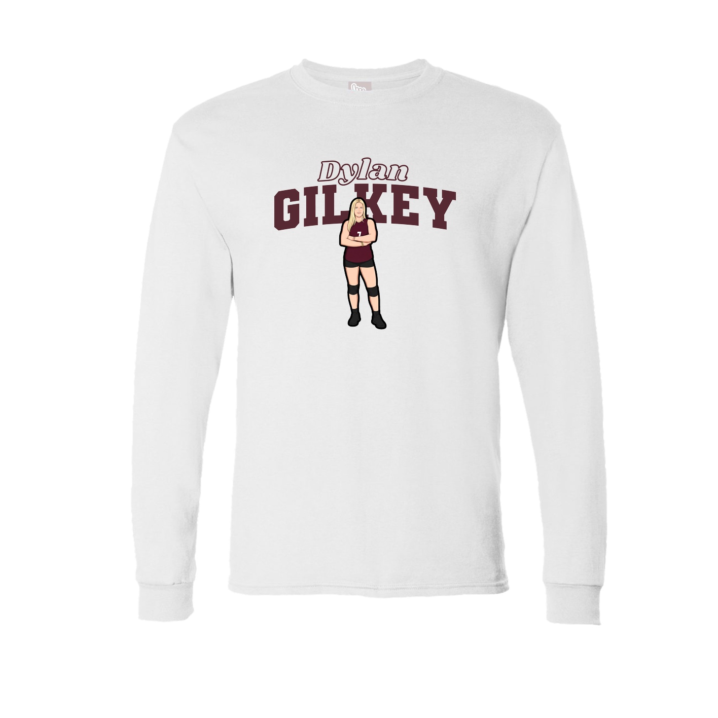 Long Sleeve Tee — Name Arch in White