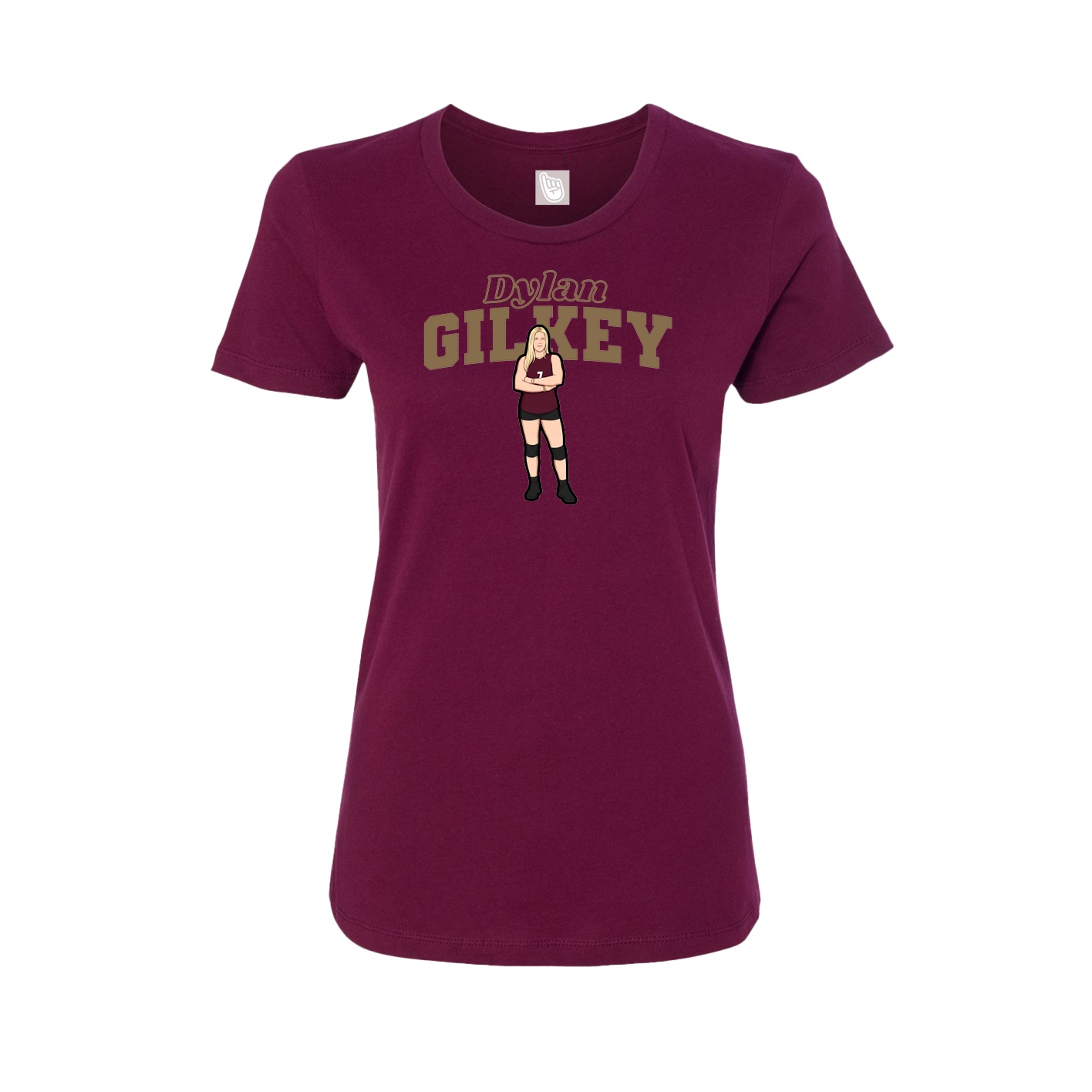 Fitted Women's Tee — Name Arch in Maroon