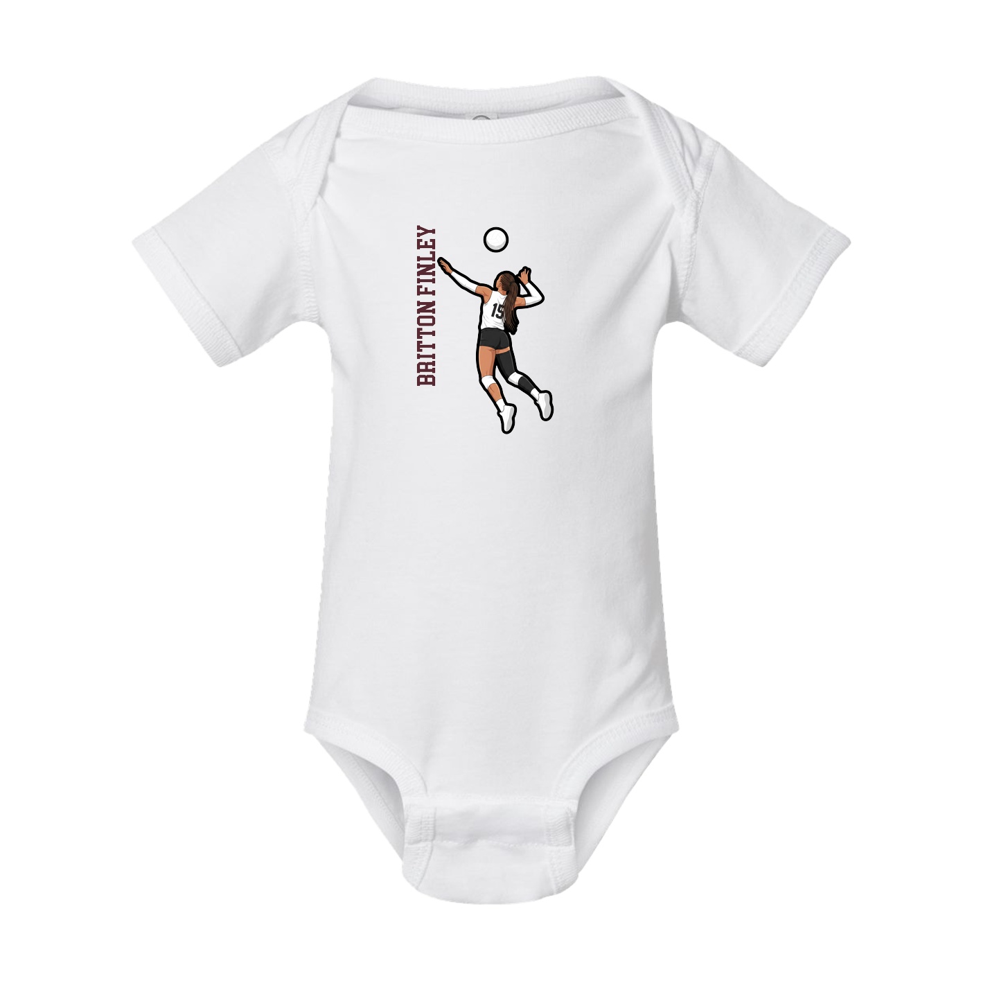 Baby Onesie — Name Vertical in White
