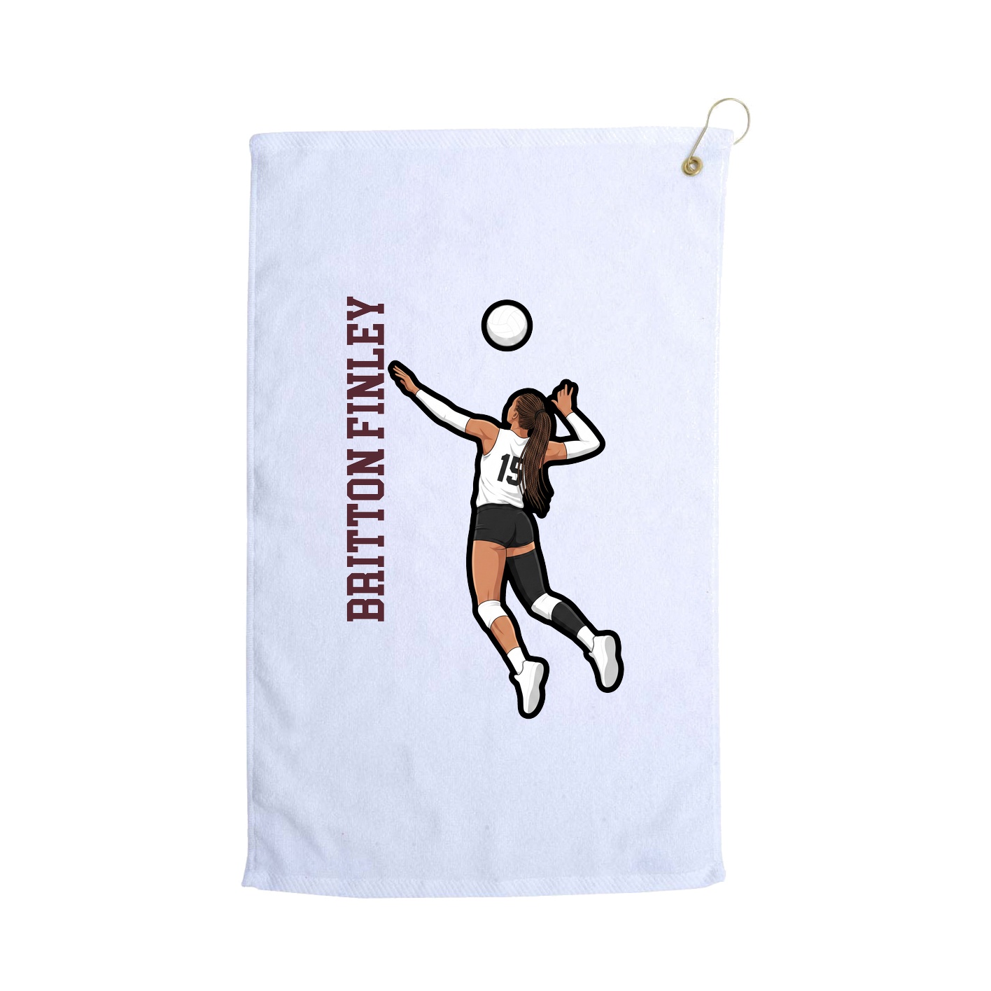 Golf Towel — Name Vertical in White