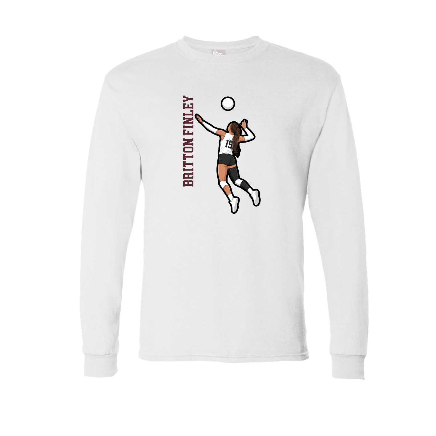 Long Sleeve Tee — Name Vertical in White