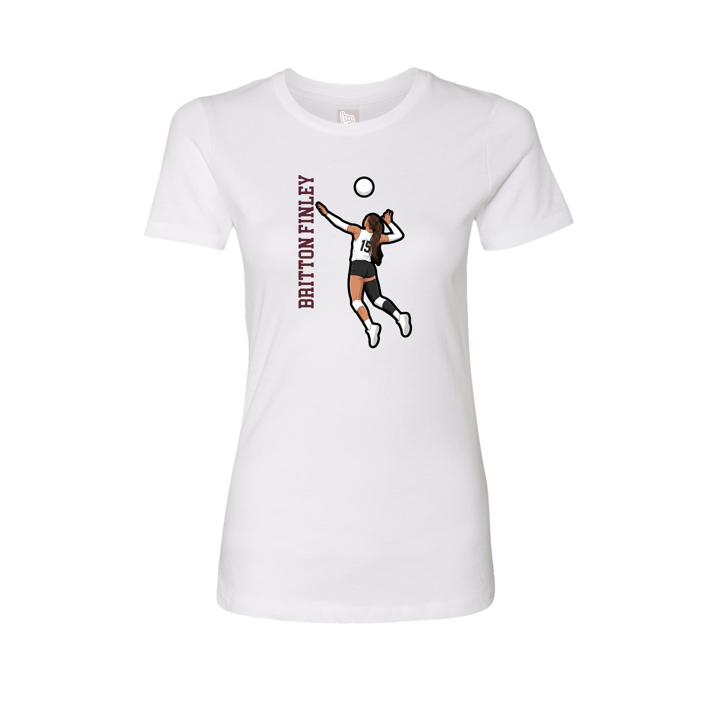 Fitted Women's Tee — Name Vertical in White