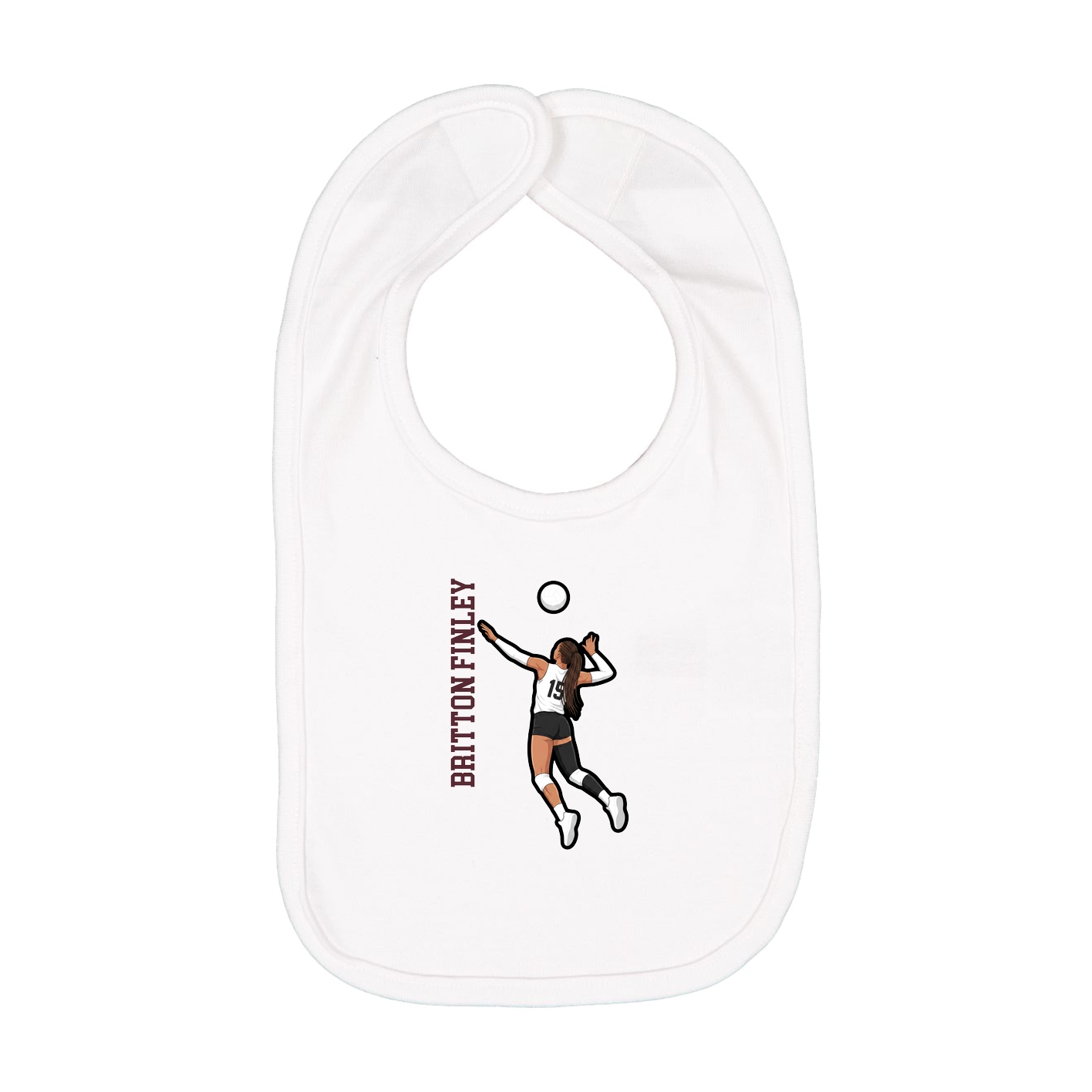 Infant Bib — Name Vertical in White