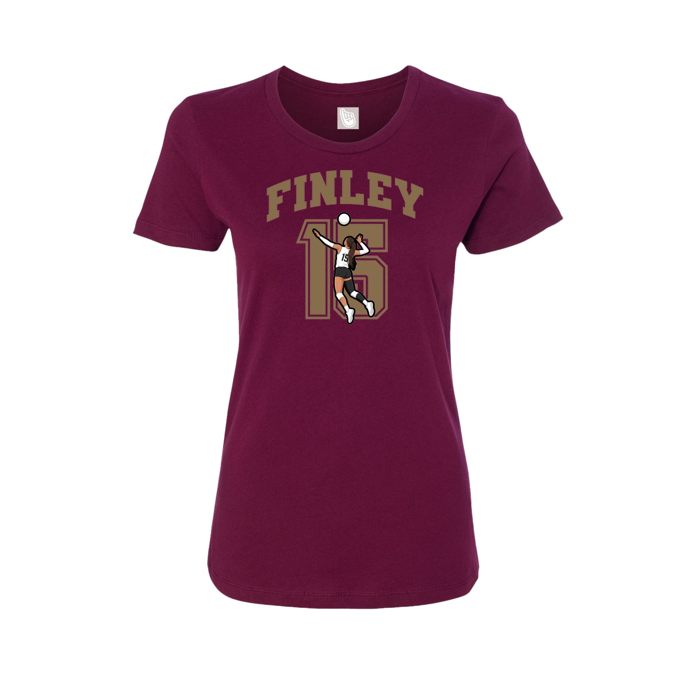 Fitted Women's Tee — Number in Maroon