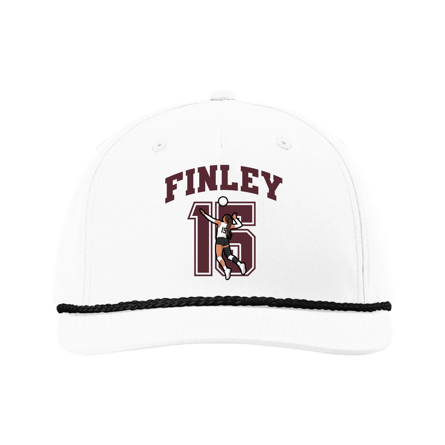 Five-Panel Classic Rope Cap — Number in White