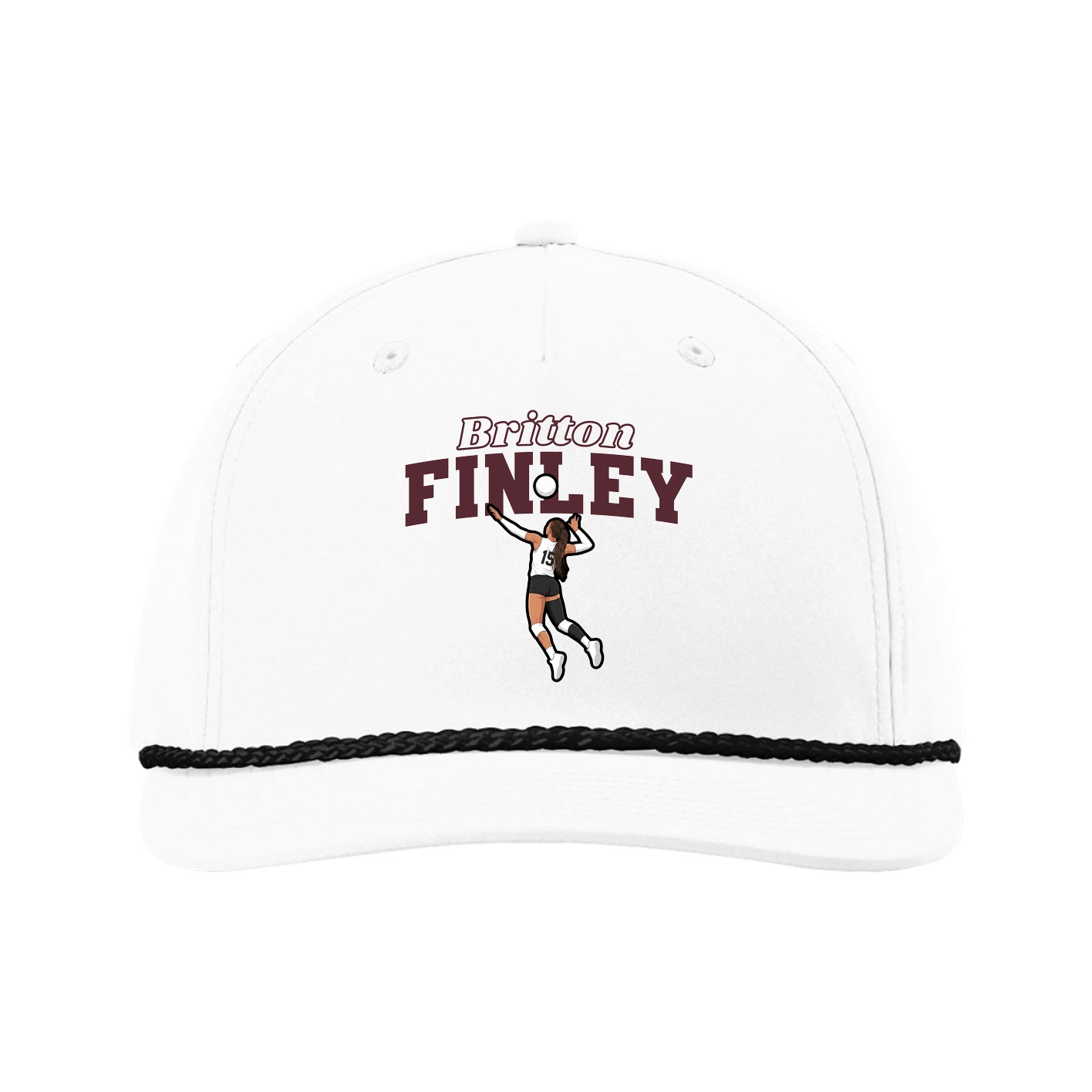 Five-Panel Classic Rope Cap — Name Arch in White
