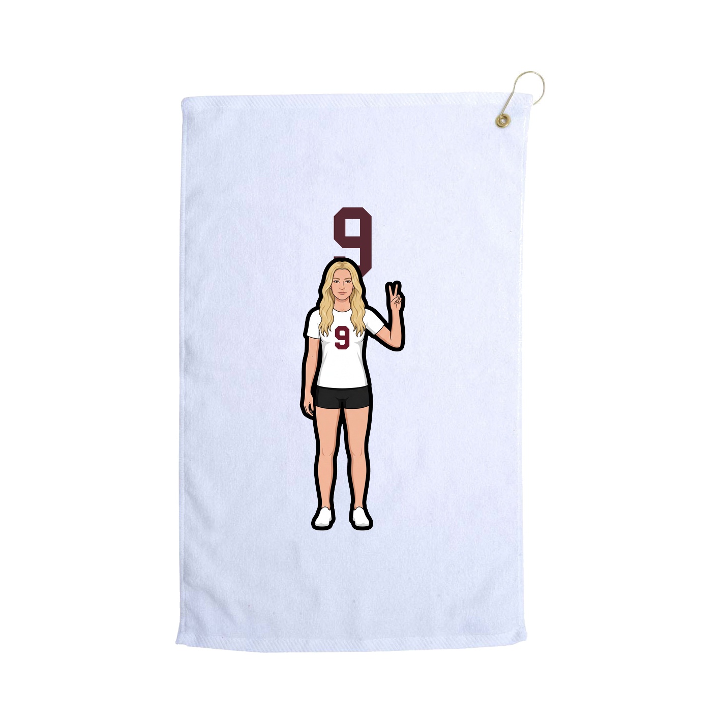 Golf Towel — Number Top in White