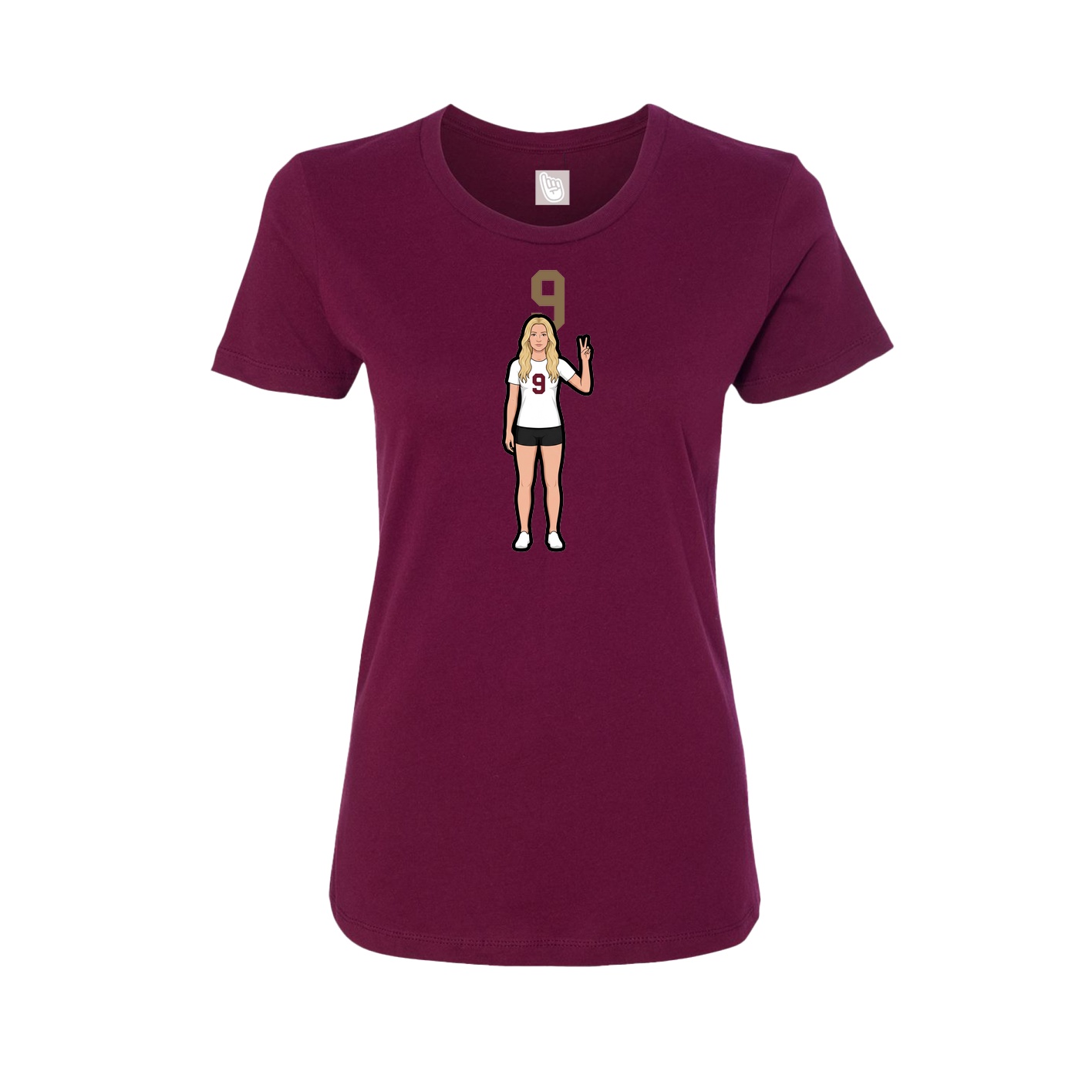 Fitted Women's Tee — Number Top in Maroon