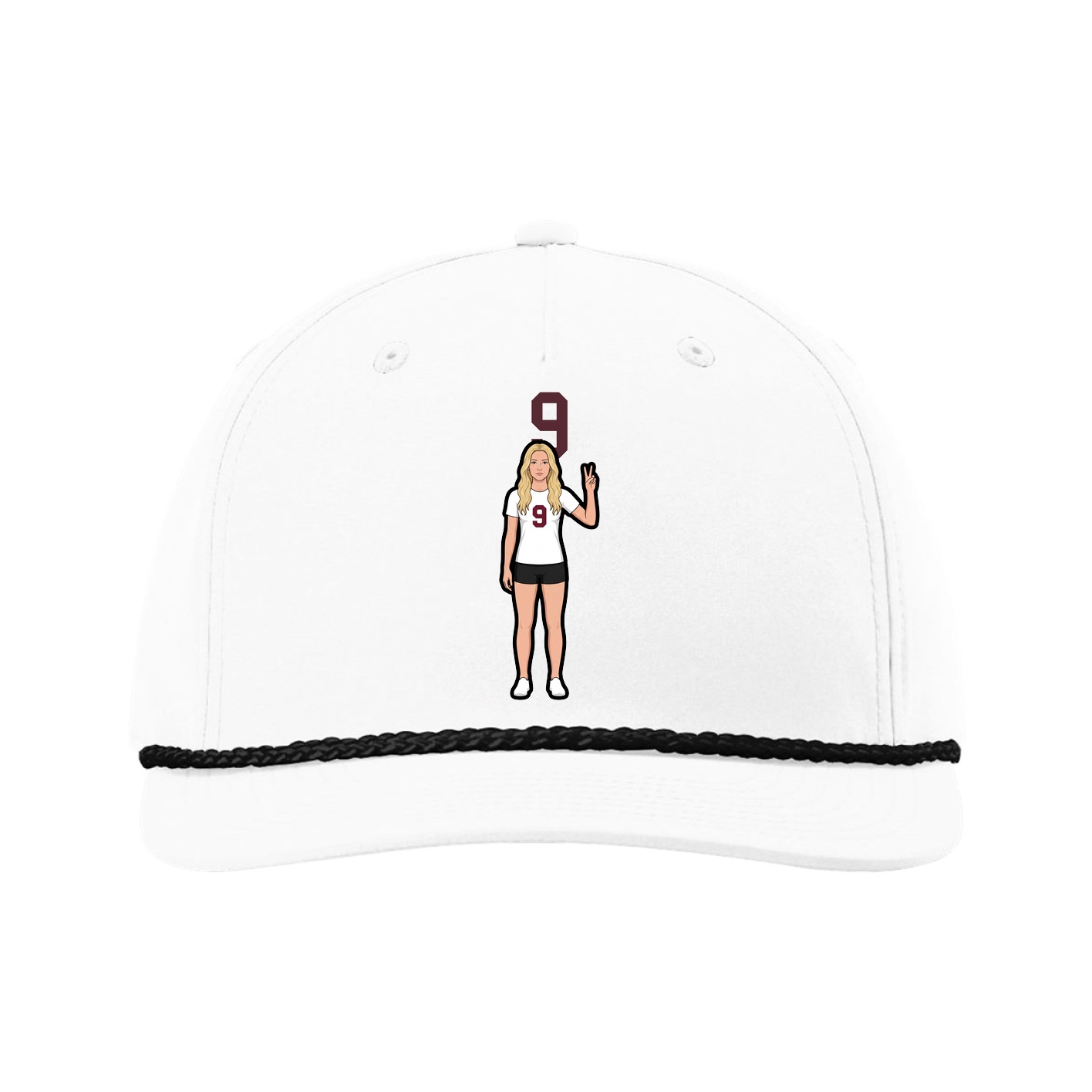 Five-Panel Classic Rope Cap — Number Top in White