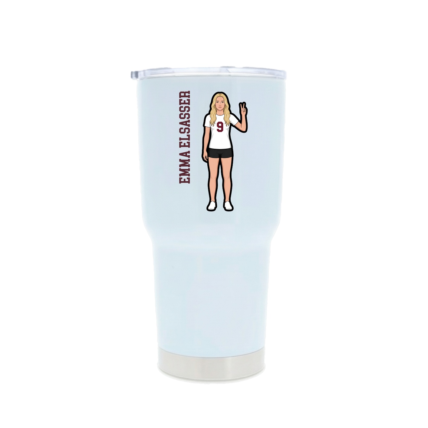 30oz Stainless Steel Tumbler — Name Vertical in White