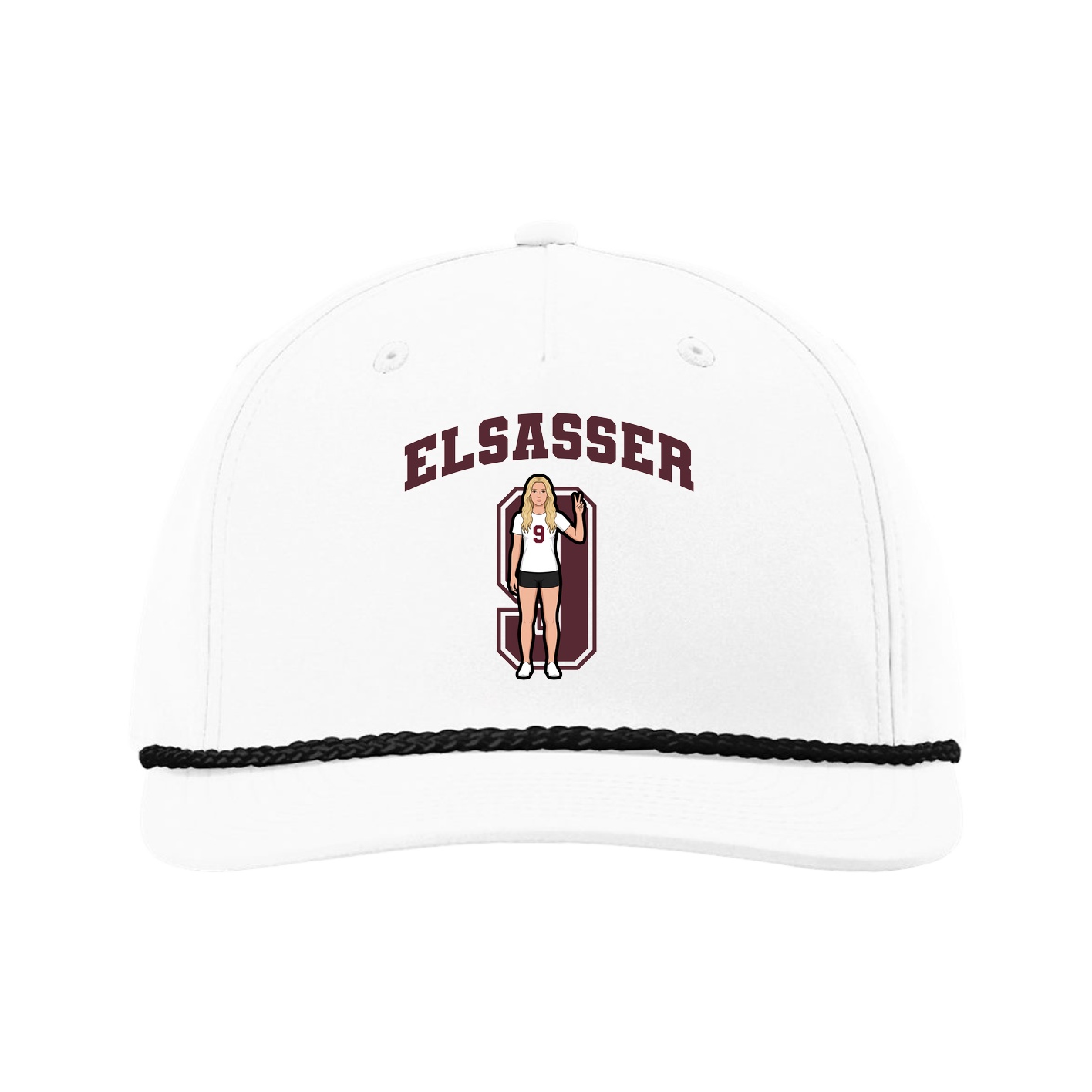 Five-Panel Classic Rope Cap — Number in White