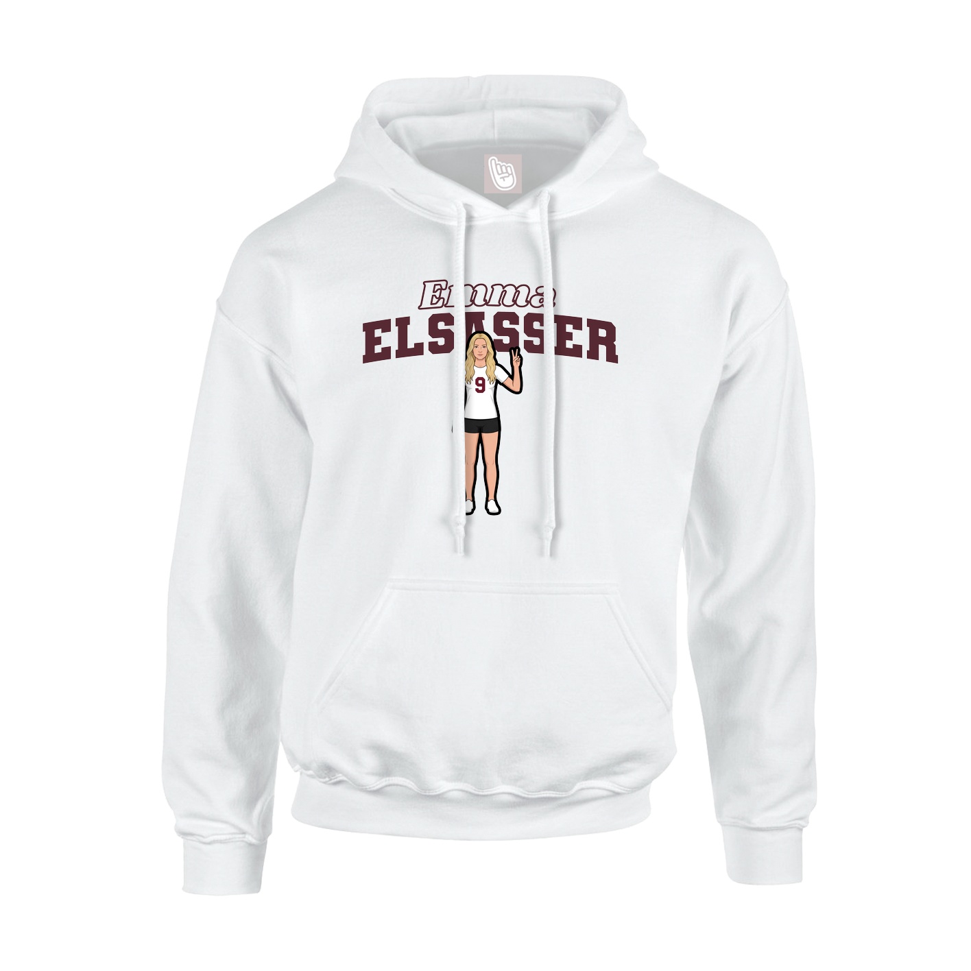 Youth Hoodie — Name Arch in White