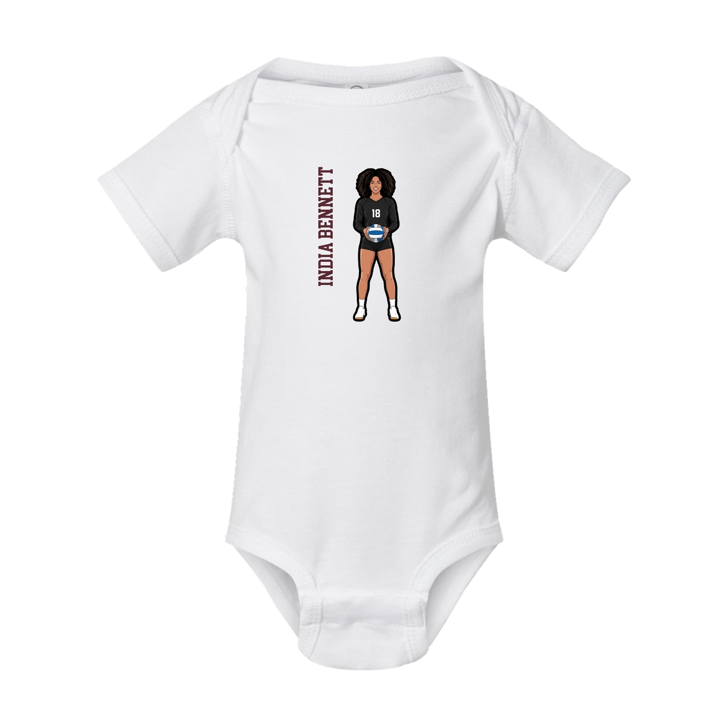 Baby Onesie — Name Vertical in White