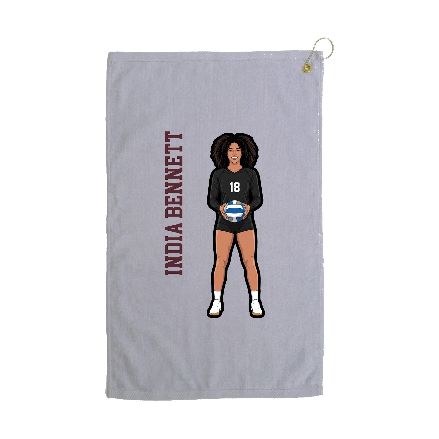 Golf Towel — Name Vertical in Grey