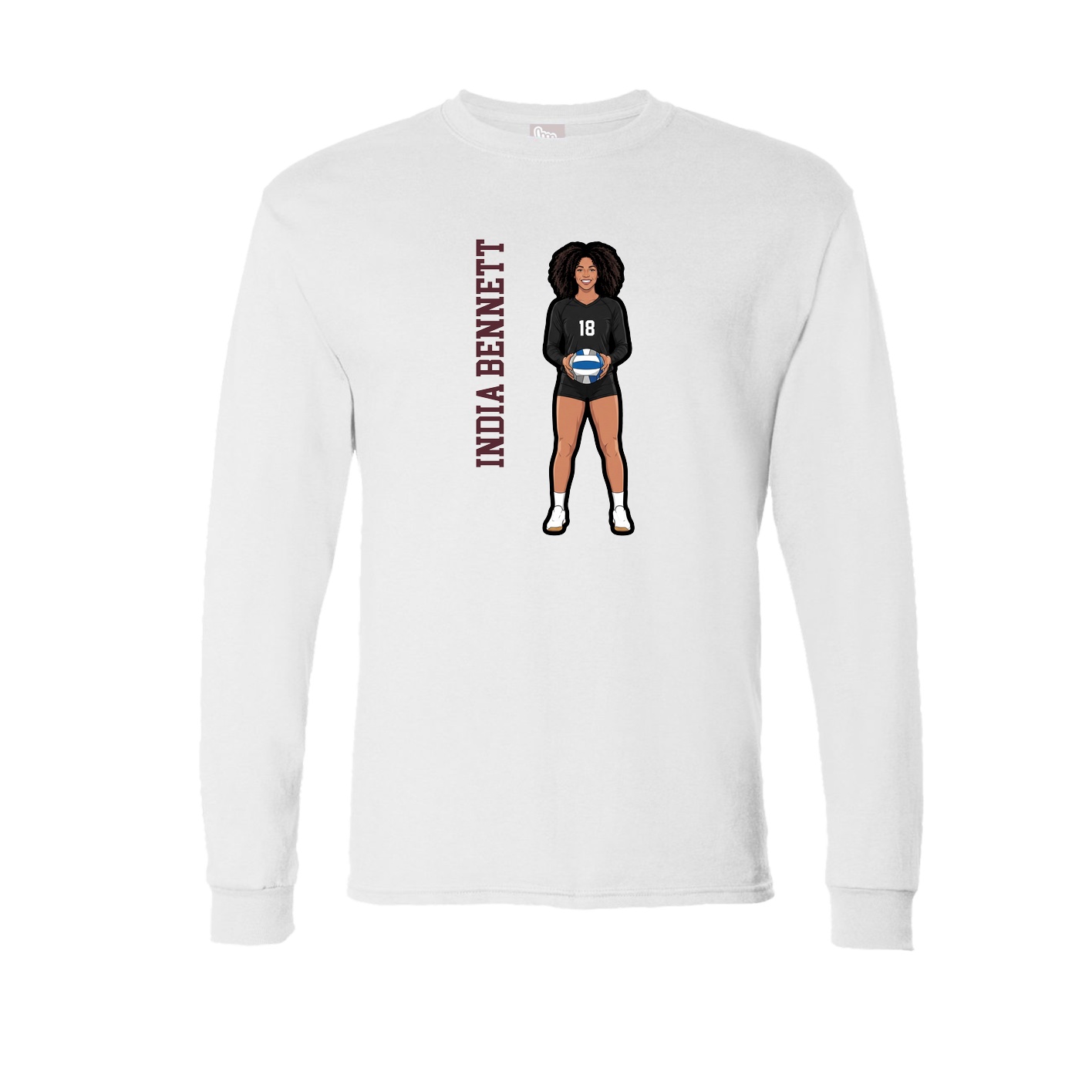 Long Sleeve Tee — Name Vertical in White