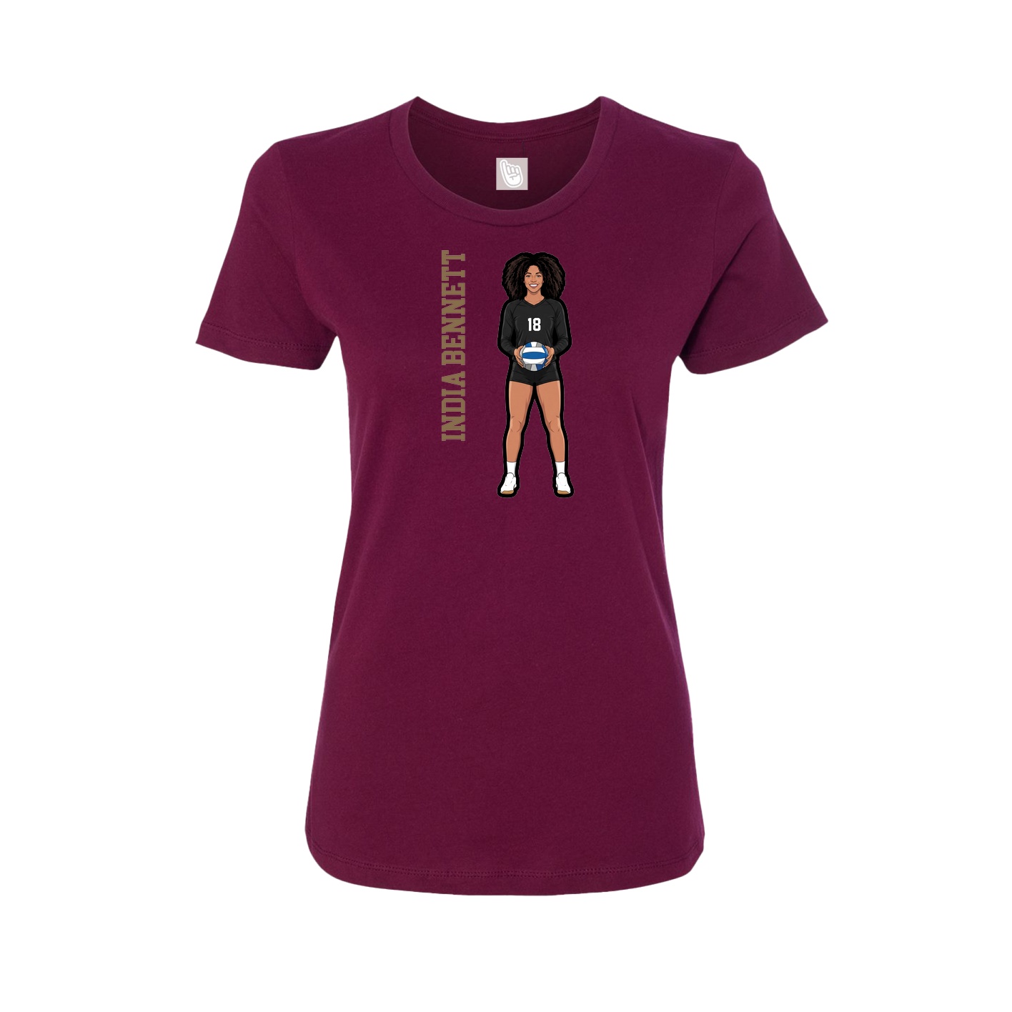 Fitted Women's Tee — Name Vertical in Maroon