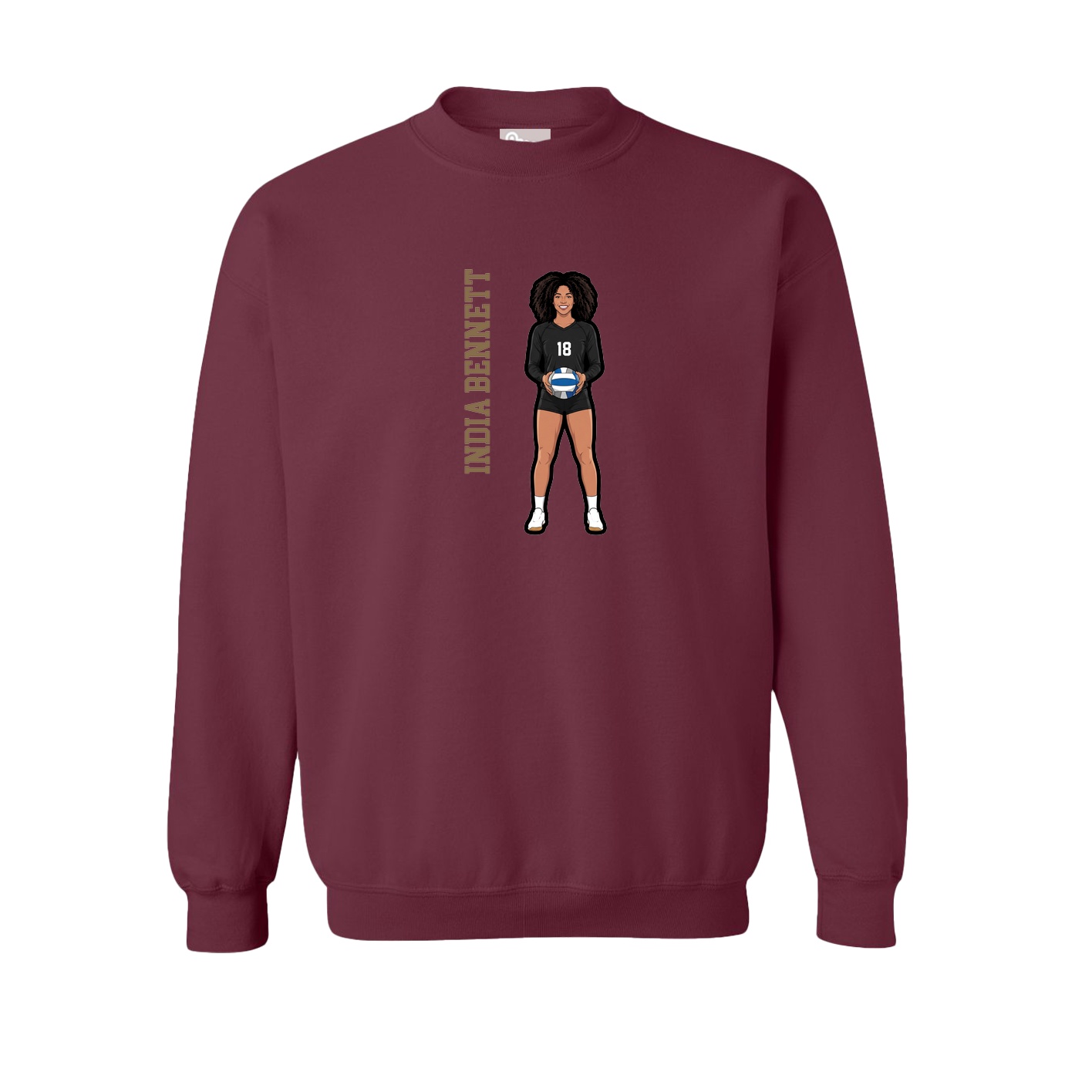Fleece Crew — Name Vertical in Maroon