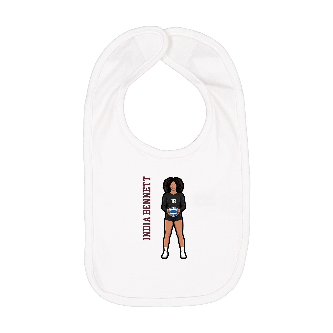 Infant Bib — Name Vertical in White