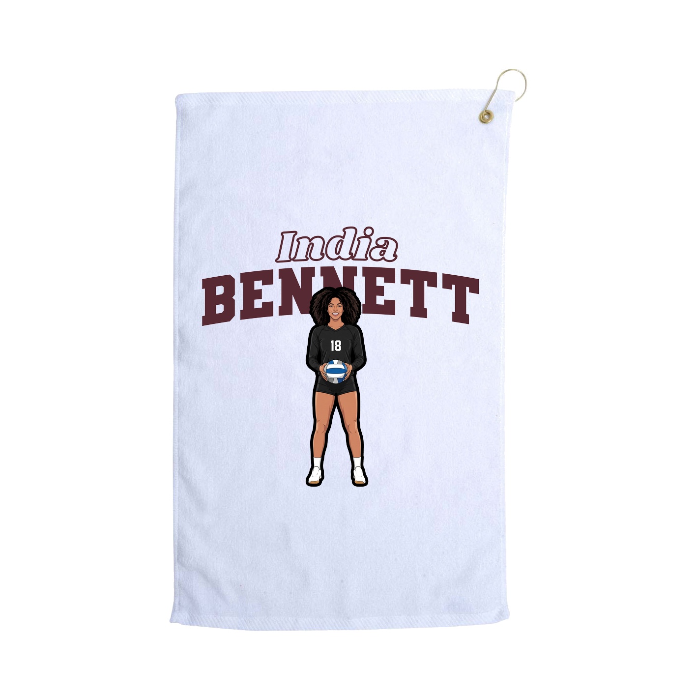Golf Towel — Name Arch in White