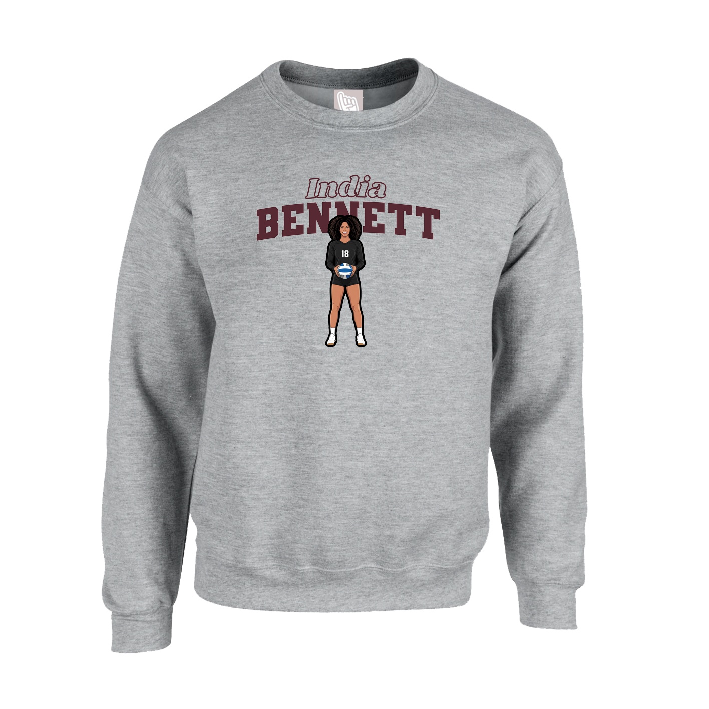 Fleece Crew — Name Arch in Grey