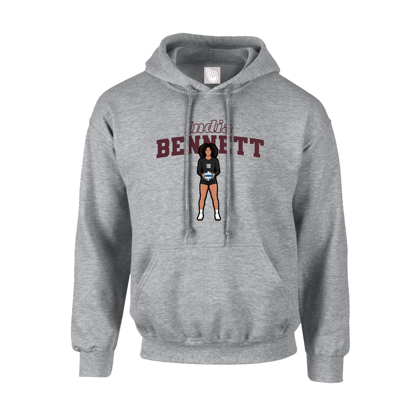 Youth Hoodie — Name Arch in Grey