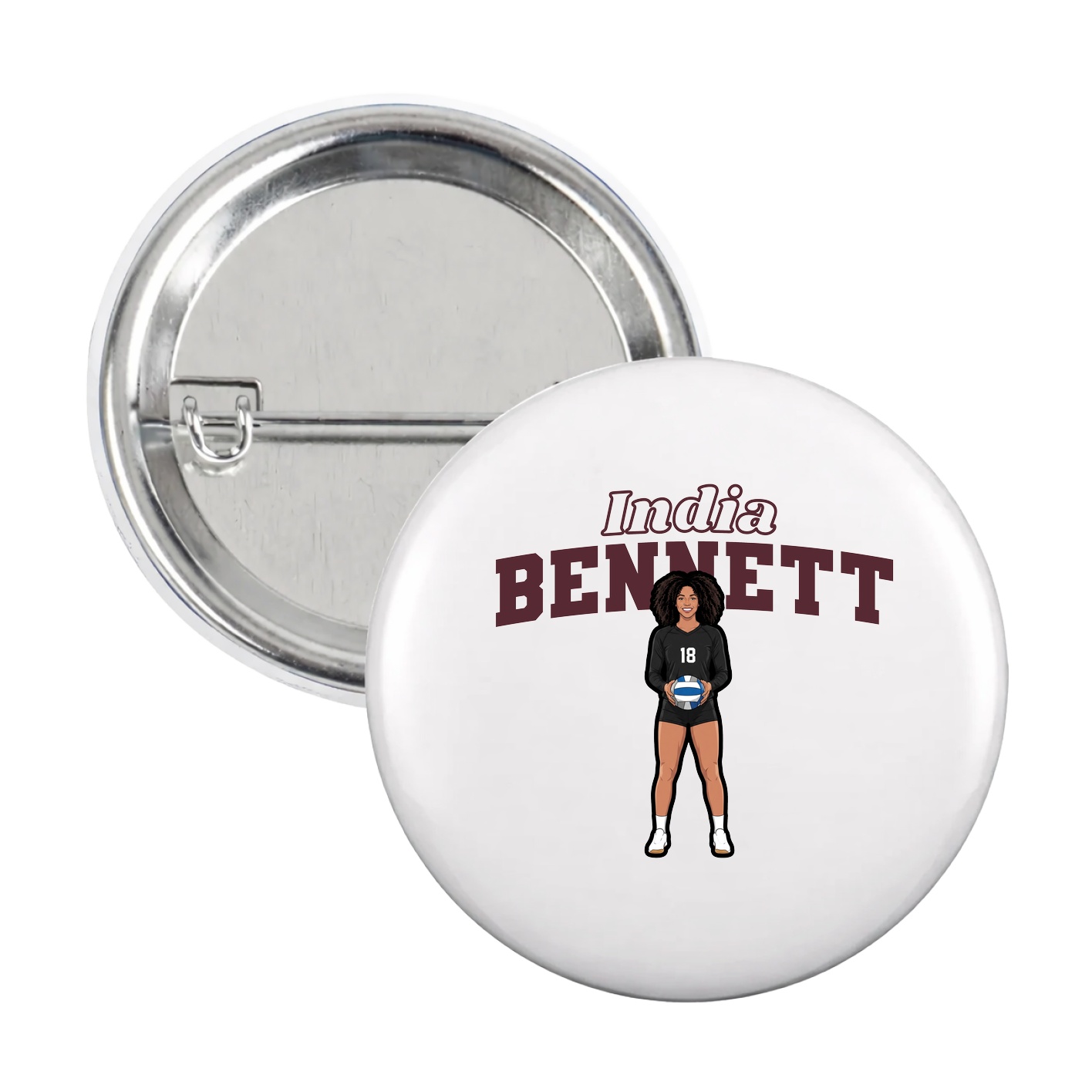 Game Day Button — Name Arch in White