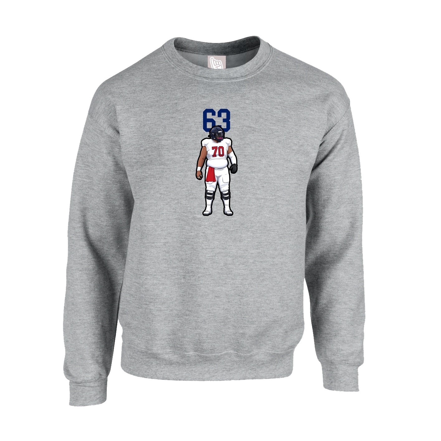 Fleece Crew — Number Top in Grey