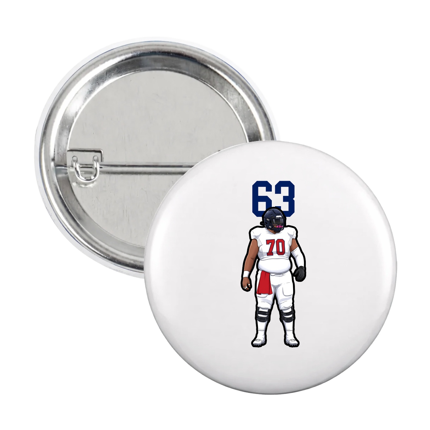 Game Day Button — Number Top in White