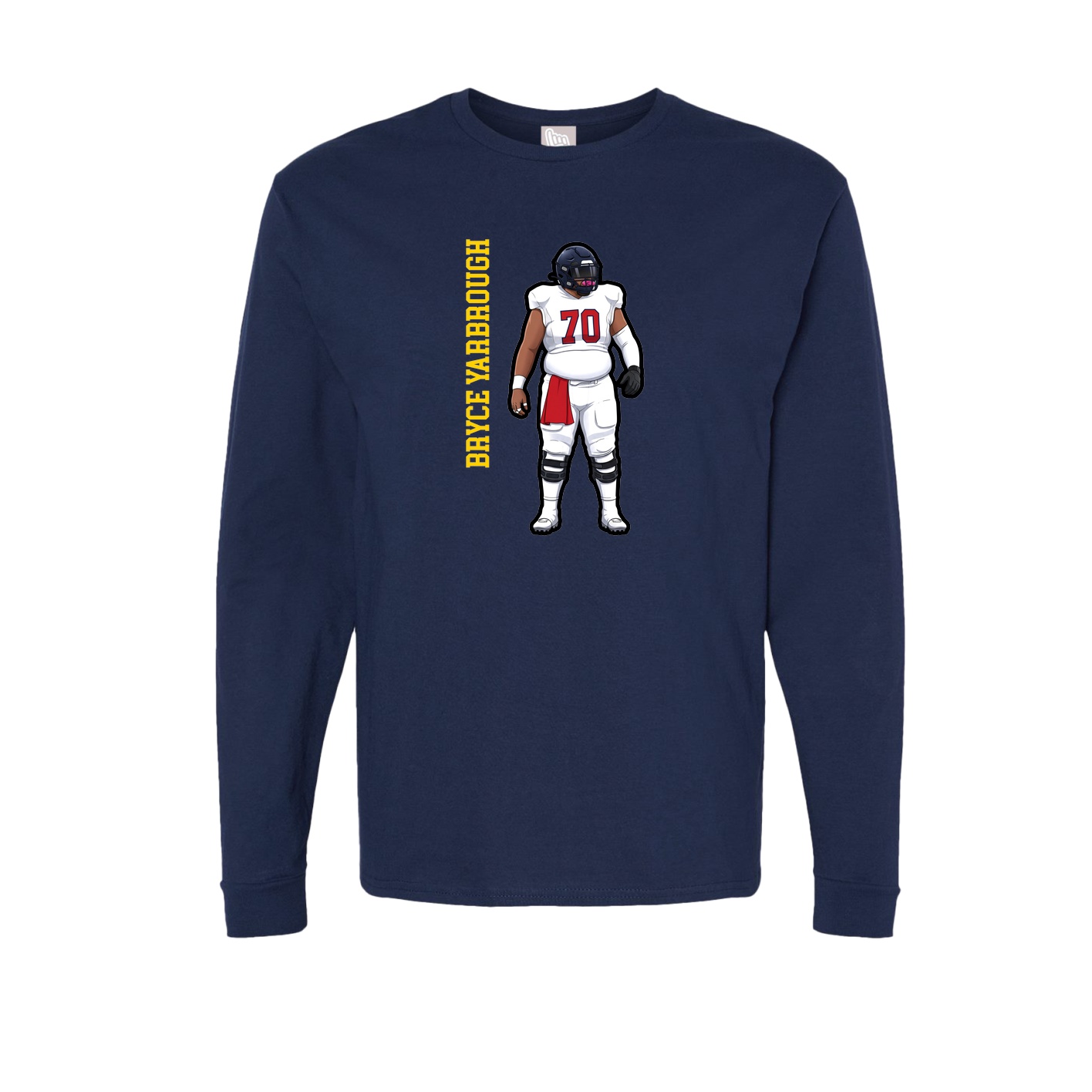 Long Sleeve Tee — Name Vertical in Navy