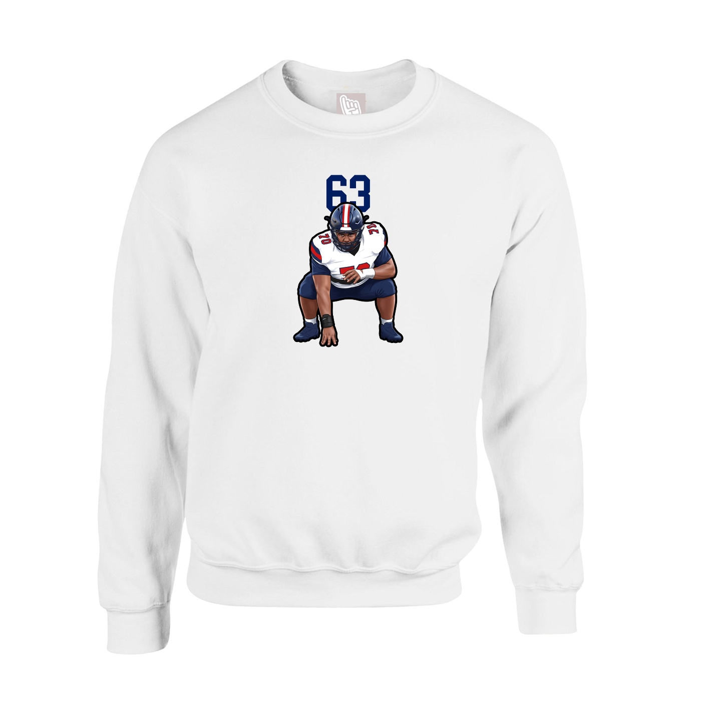 Fleece Crew — Number Top in White
