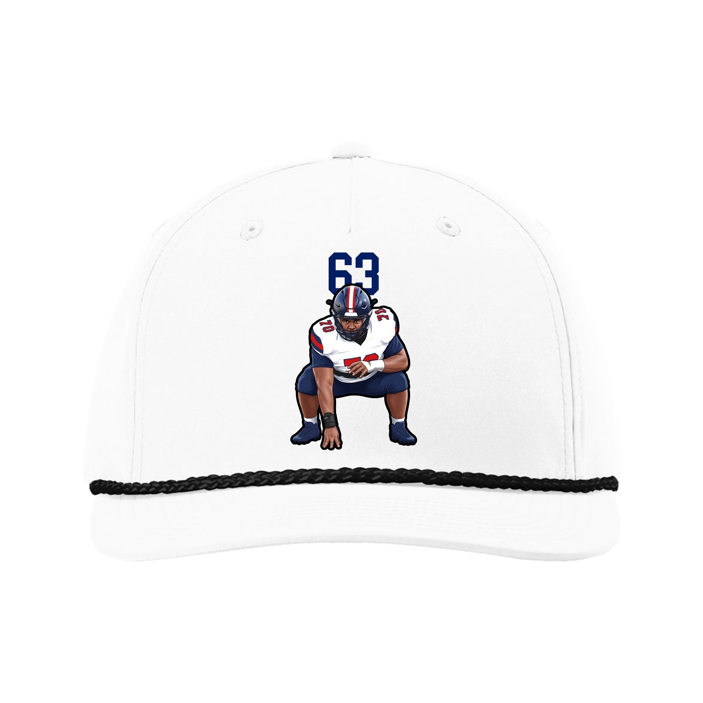 Five-Panel Classic Rope Cap — Number Top in White