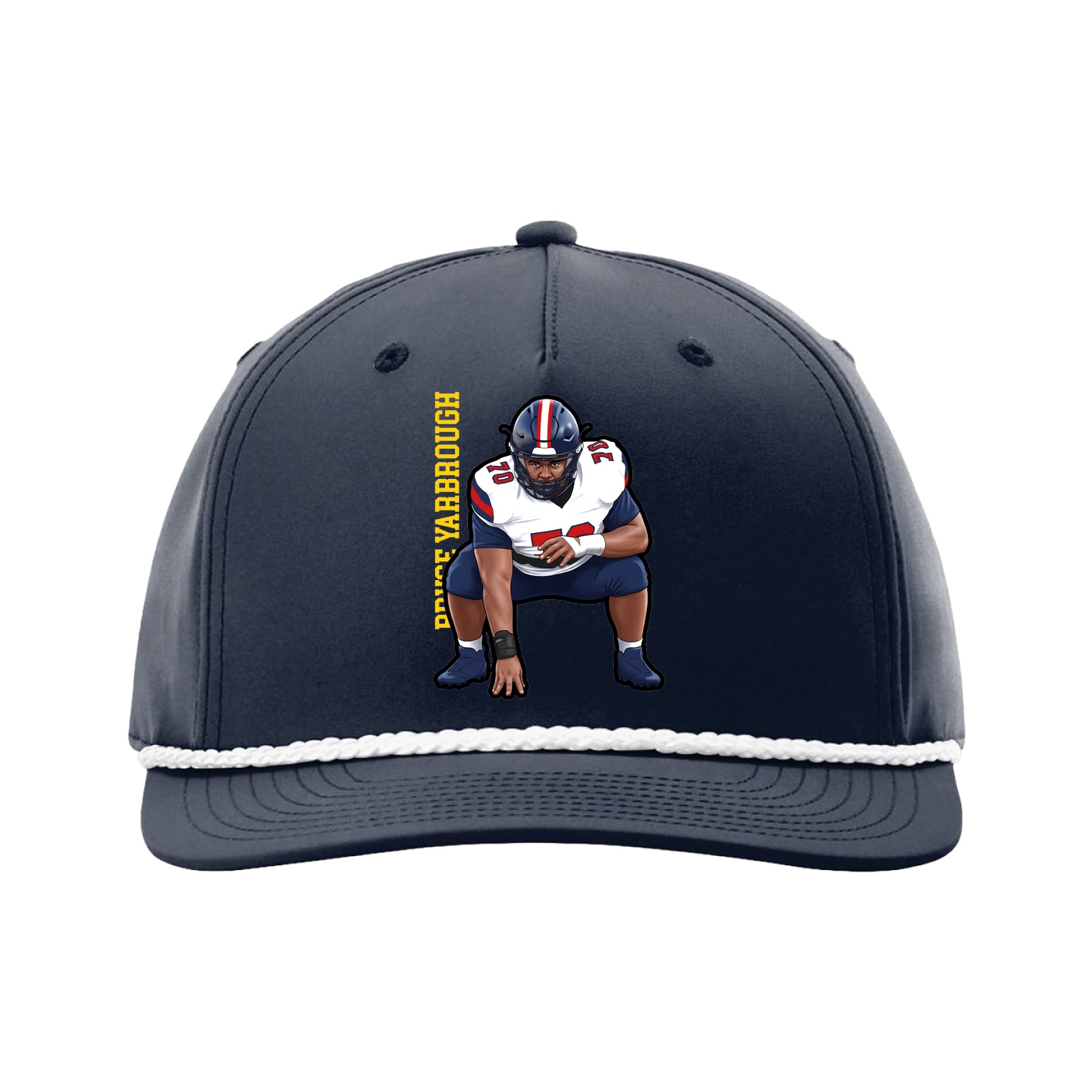 Five-Panel Classic Rope Cap — Name Vertical in Navy