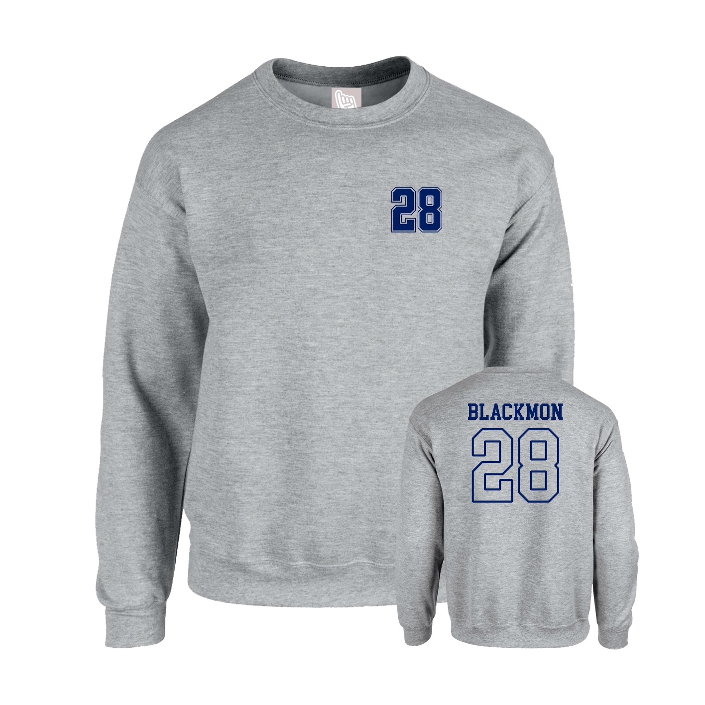 Fleece Crew — Chest Back in Grey