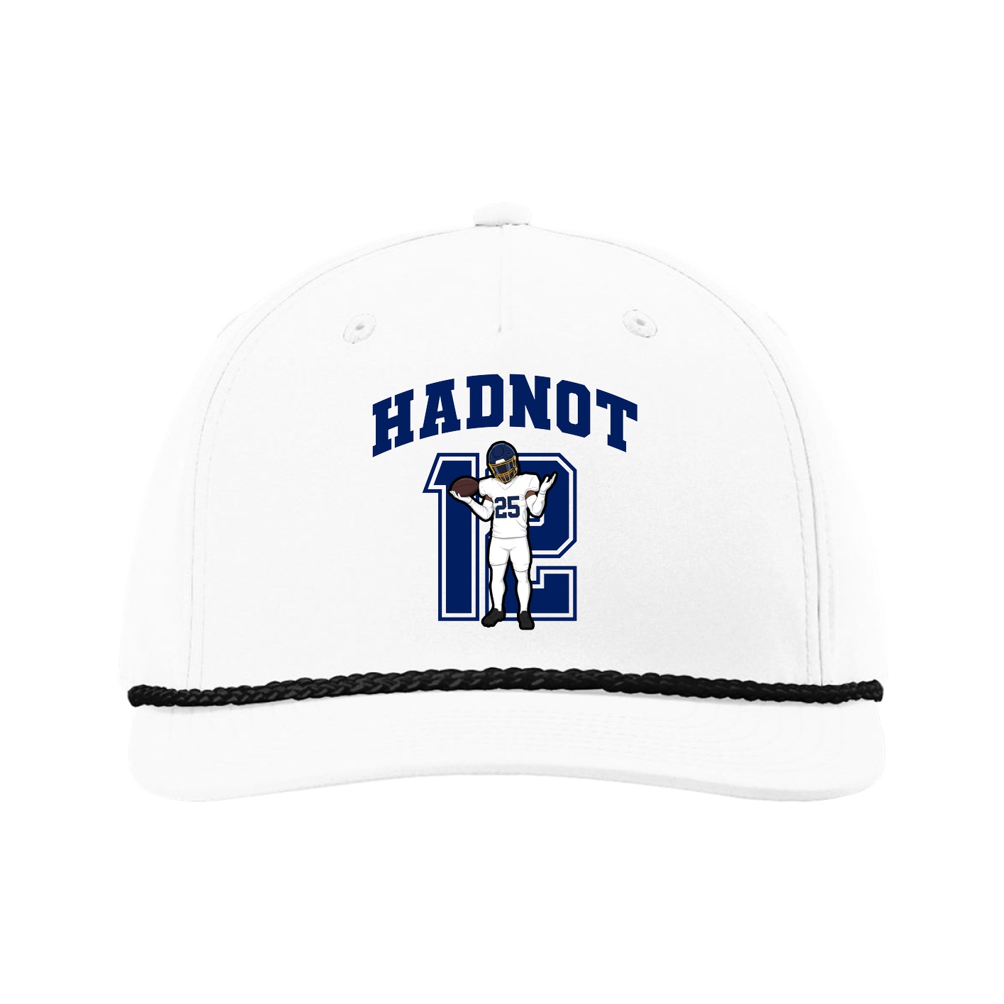 Five-Panel Classic Rope Cap — Number in White