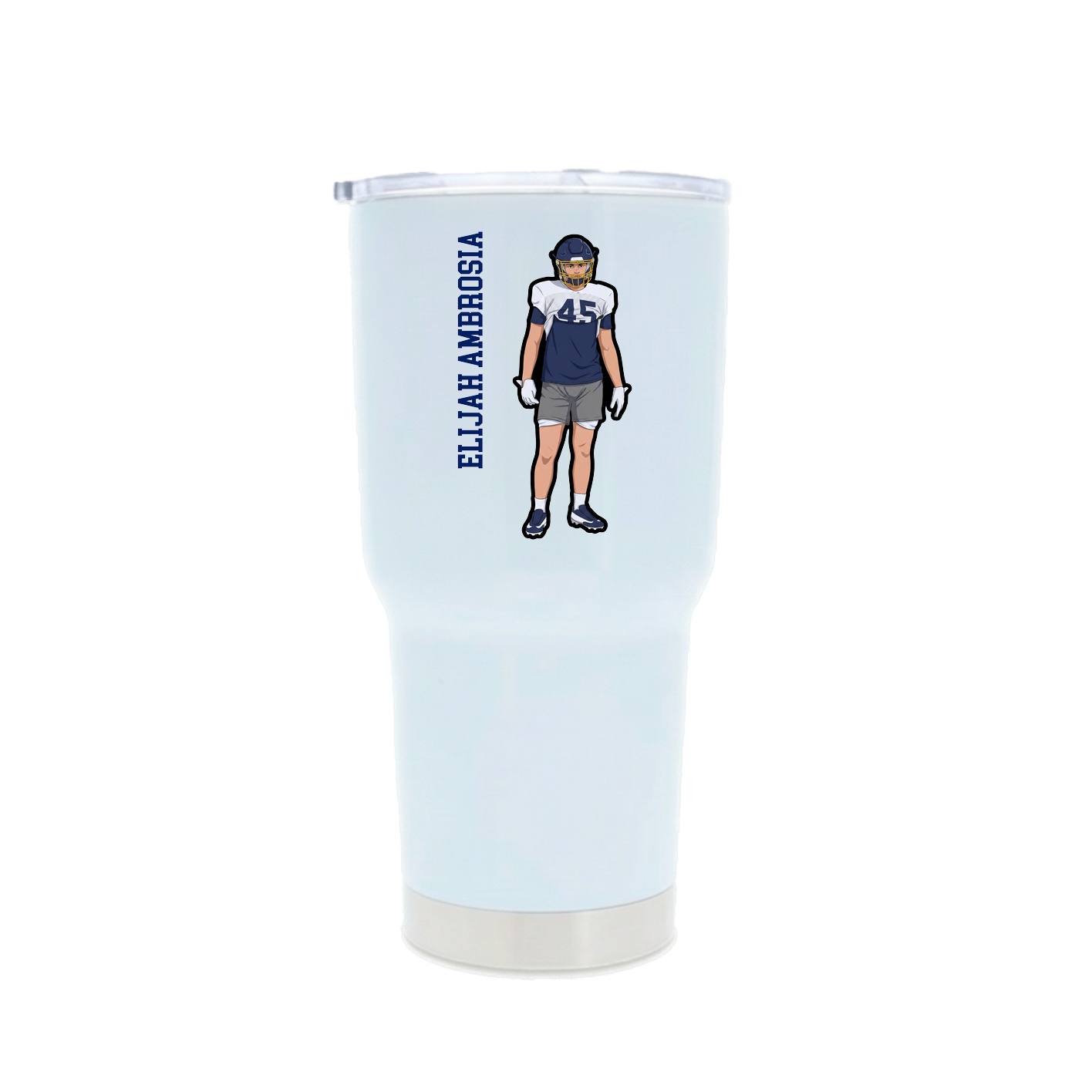 30oz Stainless Steel Tumbler — Name Vertical in White