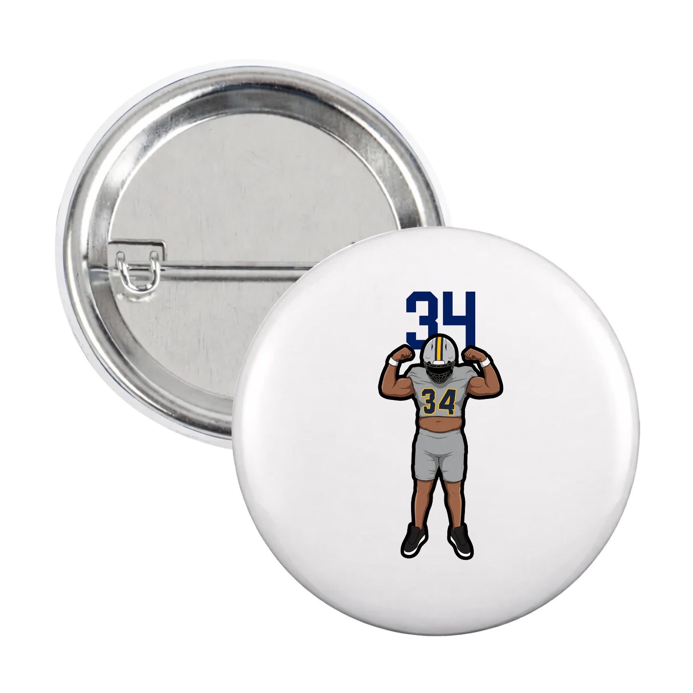Game Day Button — Number Top in White